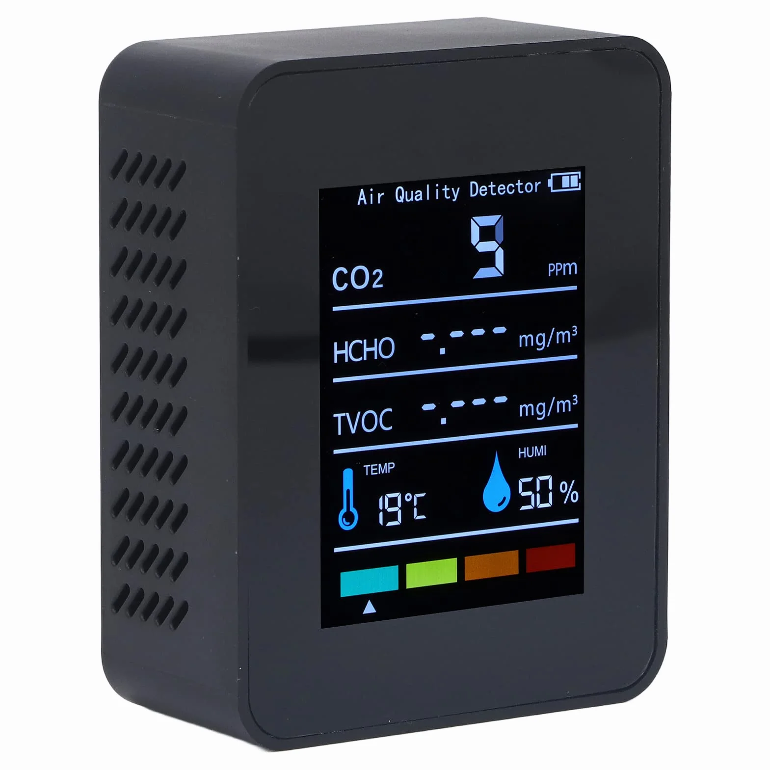 Monitor Jakości Powietrza CO2 z Czujnikiem PM TVOC HCHO, Przenośny Duży Wyświetlacz LCD