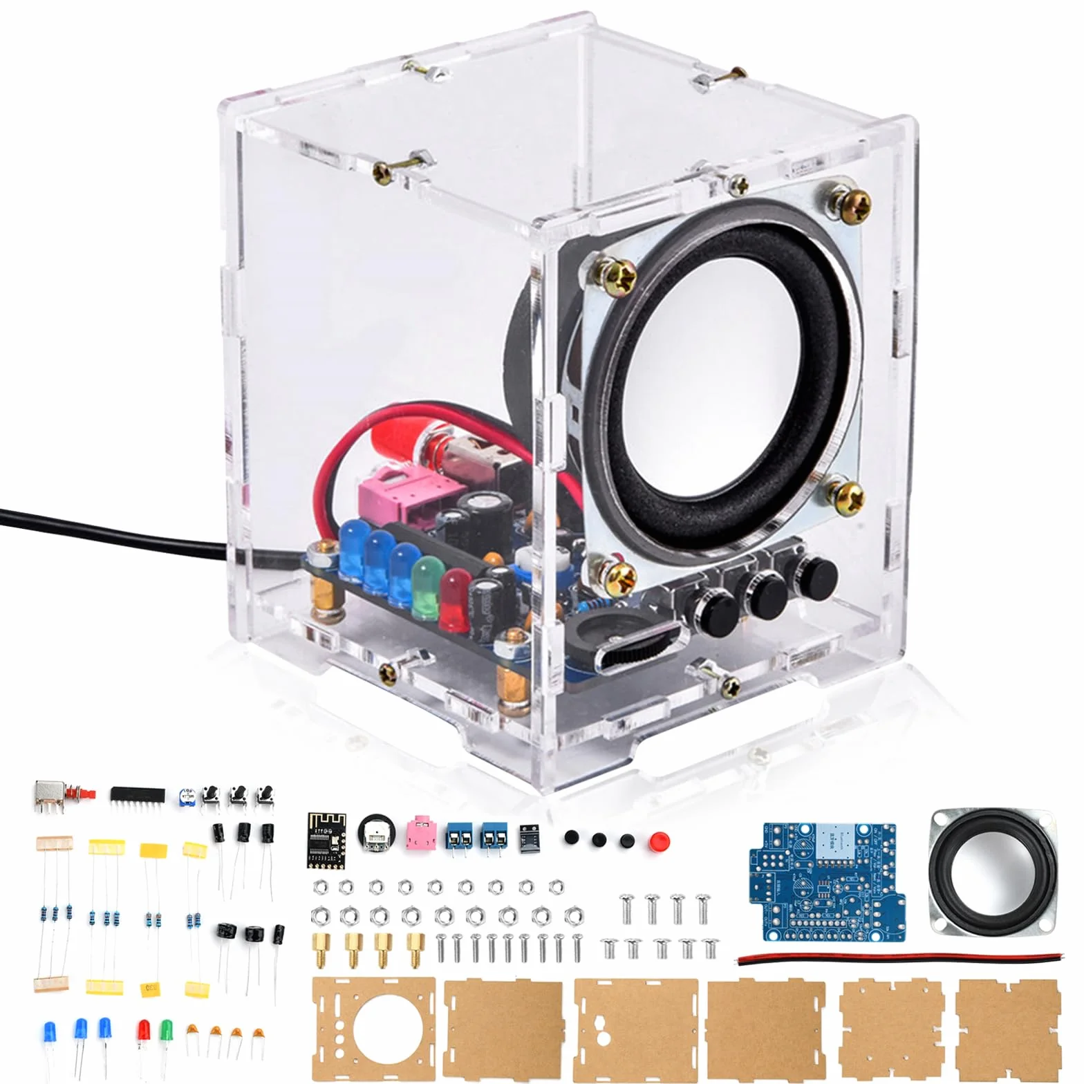 Heemol Mini wzmacniacz audio Production Kit DIY Small Speaker Parts Small Power Amplifier z obudową akrylową