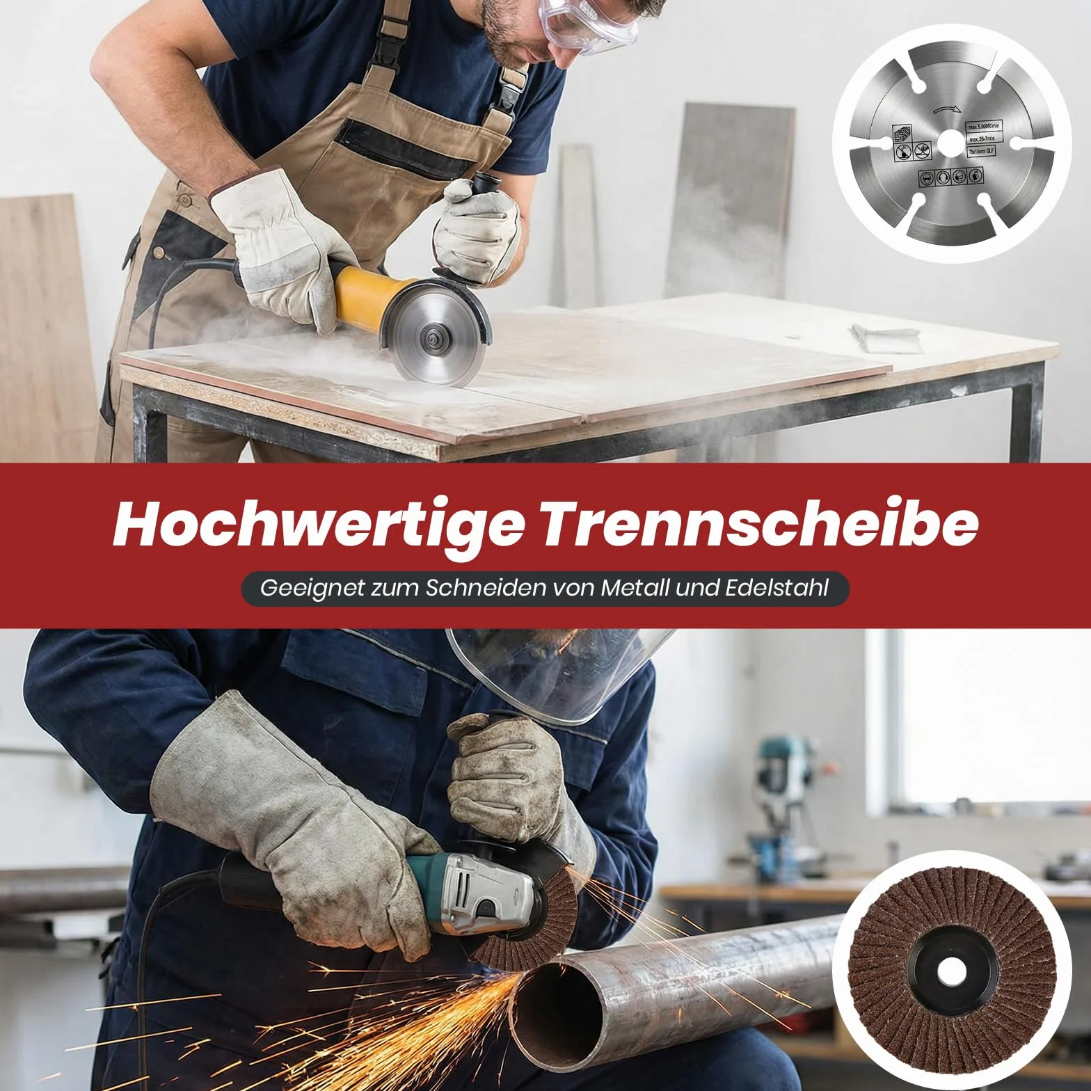 Zestaw tarcz tnących 75 mm do mini szlifierek kątowych Ø 76 mm otwór 10 mm 26 sztuk