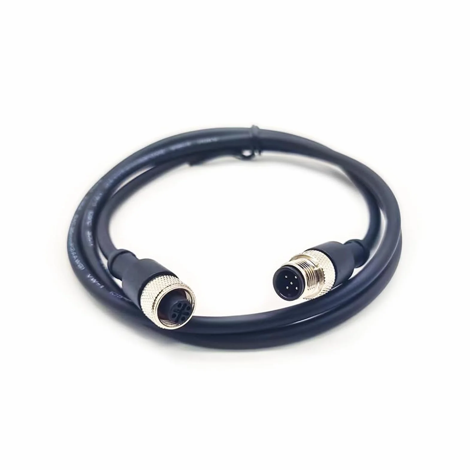M12 5-biegunowy kabel wtykowy z podwójnym końcem, 12 mm wtyczka A-Code Aviation, okrągły łącznik wtykowy, IP67, wodoszczelna przemysłowa wtyczka okrągła, wtyczka do gniazda, prosta (1 m)