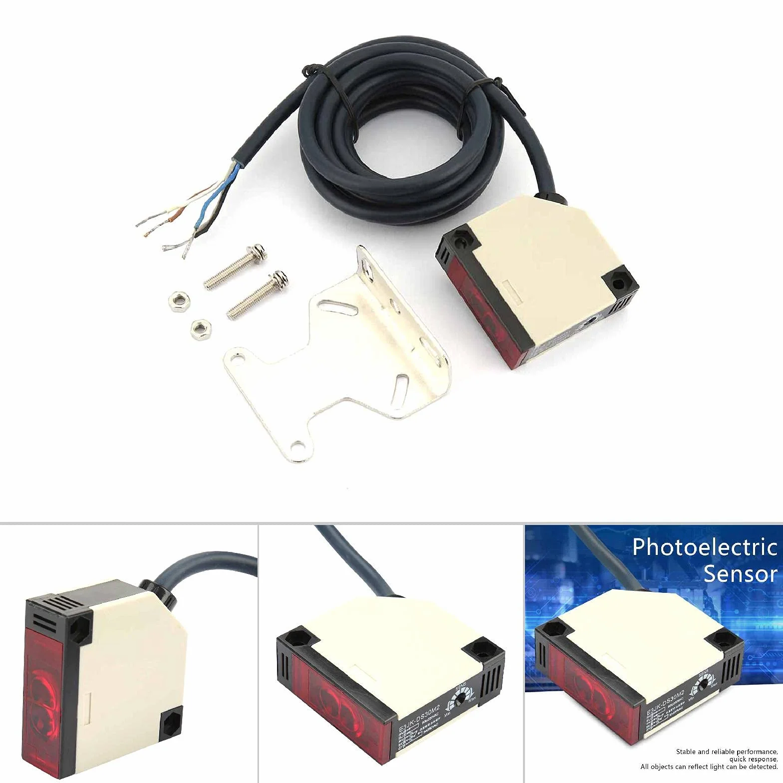 Fotografia świetlna, 200 Hz, fotokomórka z fotokomórką do automatycznego rozpoznawania drzwi do kontroli pozycji obiektu do dyskryminacji szerokości (E3JK-DS30M2 bezprądowo zamknięta)
