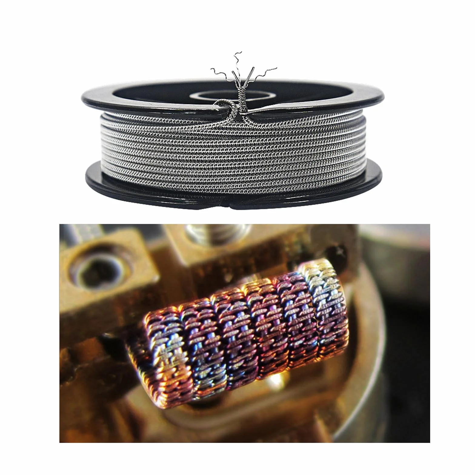 Staggered Fused Clapton drut 3 m - (26GA+32GA) x2 + 32GA, wstępnie zbudowane przewody ze stali nierdzewnej 316L do użytku domowego