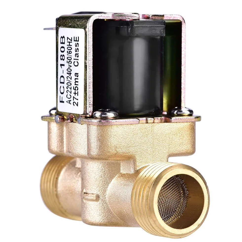 Elektromagnetyczny zawór wodny mosiężny 1/2" AC 220V normalnie zamknięty