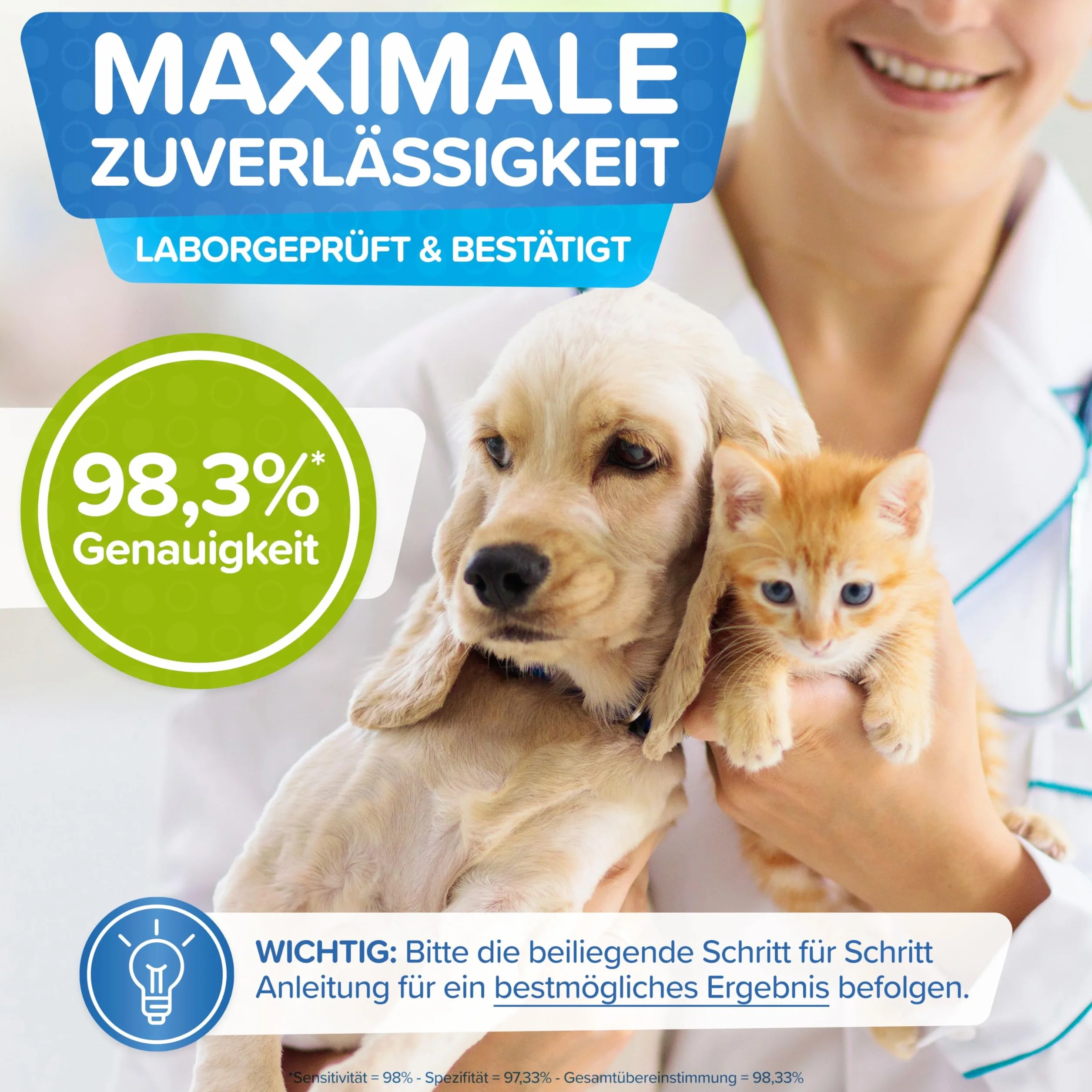 Giardien szybki test dla psów i kotów – 2 sztuki – test Giardien z ponad 98% niezawodnością – specjalnie dla psów i kotów w przypadku biegunki, do łatwego wykrywania antygenów Giardia