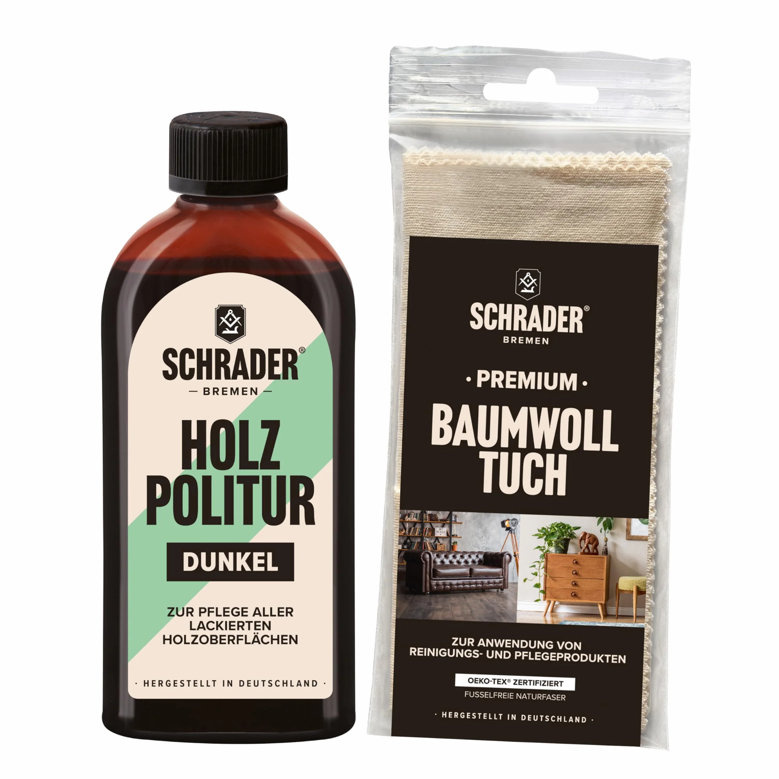 SCHRADER politura do drewna ciemna 250 ml ze ściereczką do polerowania Made in Germany