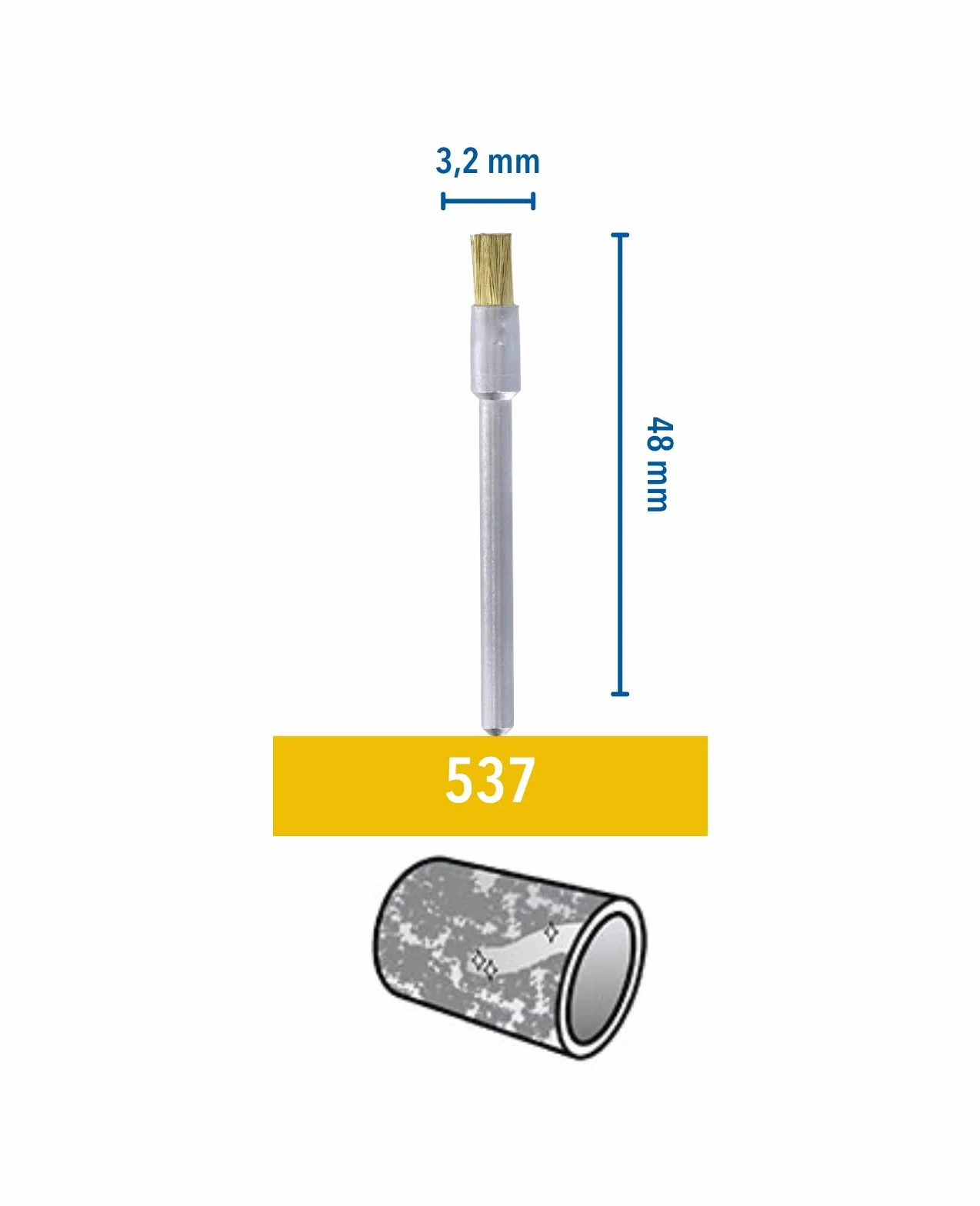 Dremel 537 szczotka mosiężna, zestaw akcesoriów: 2 szczotki (3,2 mm) do czyszczenia miękkich metali, takich jak złoto, brąz lub miedź