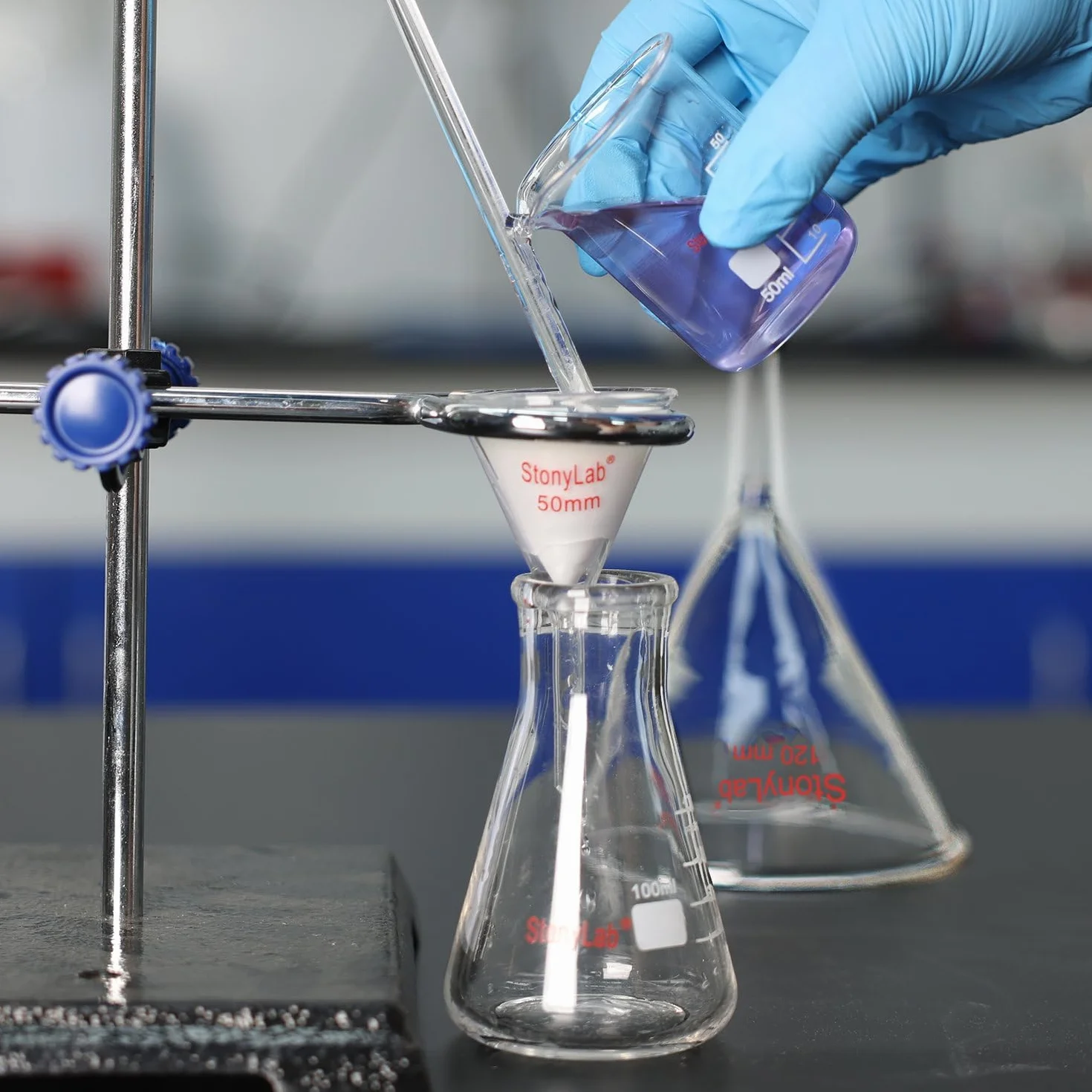 StonyLab 1– (opakowanie szklane 100 ml ciężkie butelki Erlenmeyer z grubą krawędzią – (100 ml pasuje do StonyLab 5 # gumowy stoper)