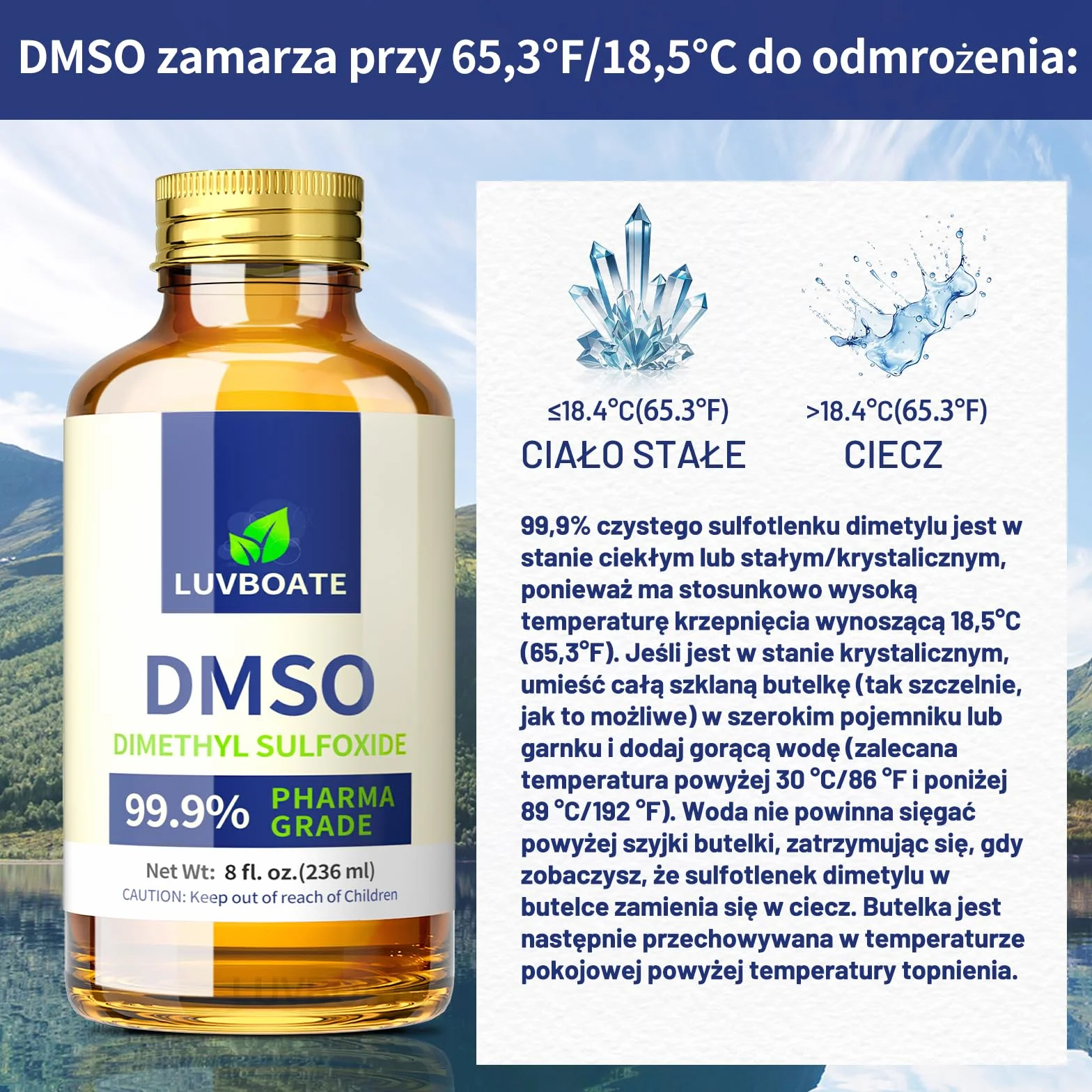 DMSO 99,9% 236ml dimetylosulfotlenek klasy farmaceutycznej - Bursztynowe Butelki