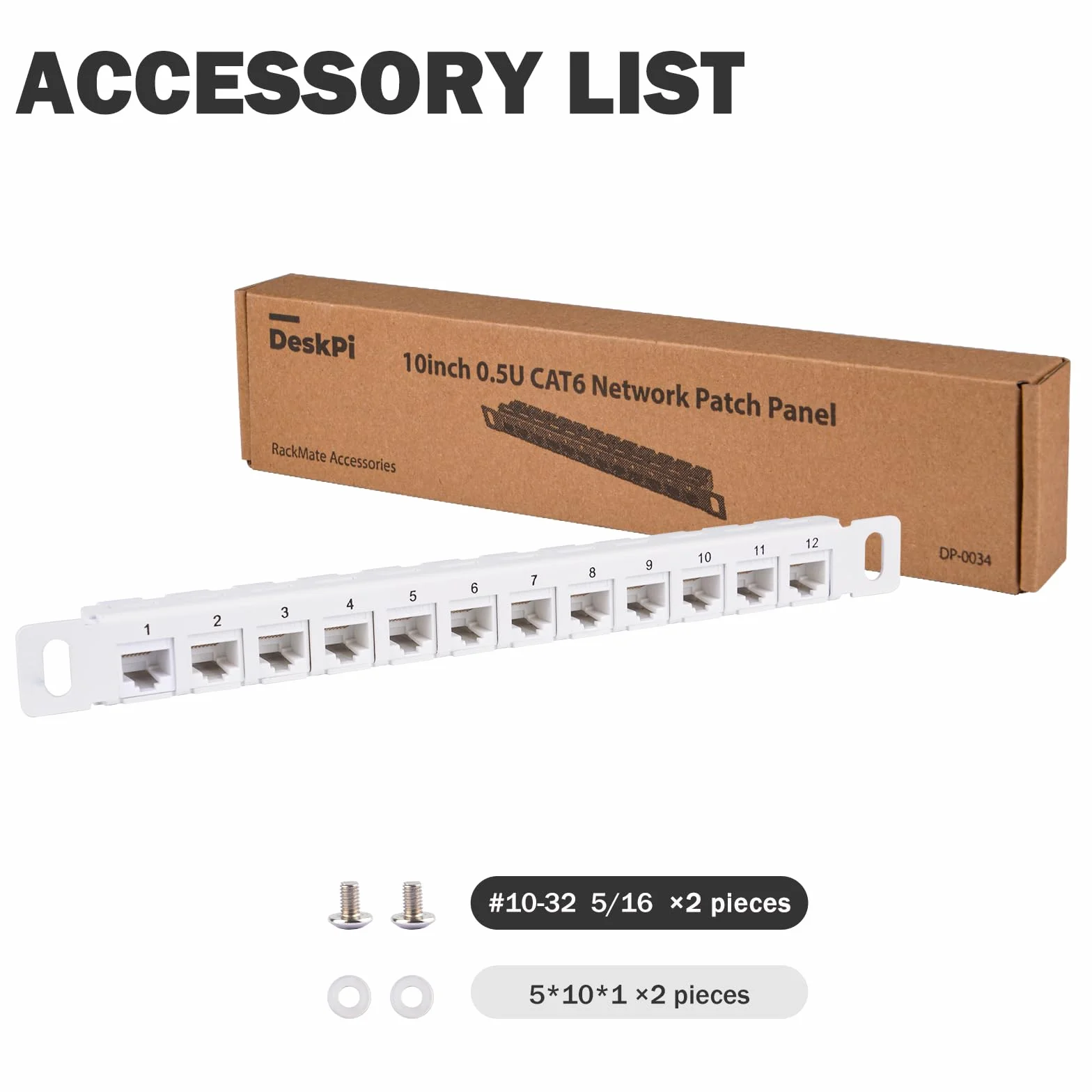 GeeekPi 12-portowy panel krosowy CAT6 0,5U do DeskPi RackMate T1/T0/T2
