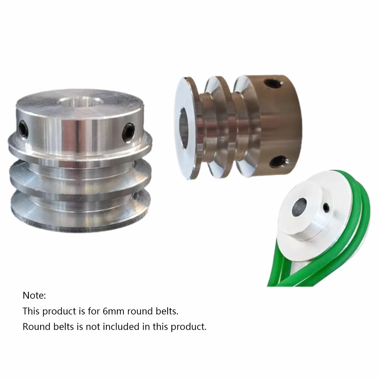 CHANCS Koło pasowe z podwójnym rowkiem ze stopu aluminium 30 mmOD 8 mm stałe koło pasowe z otworem do wału silnika wiertarki 6 mm (1/4") PU okrągły pasek