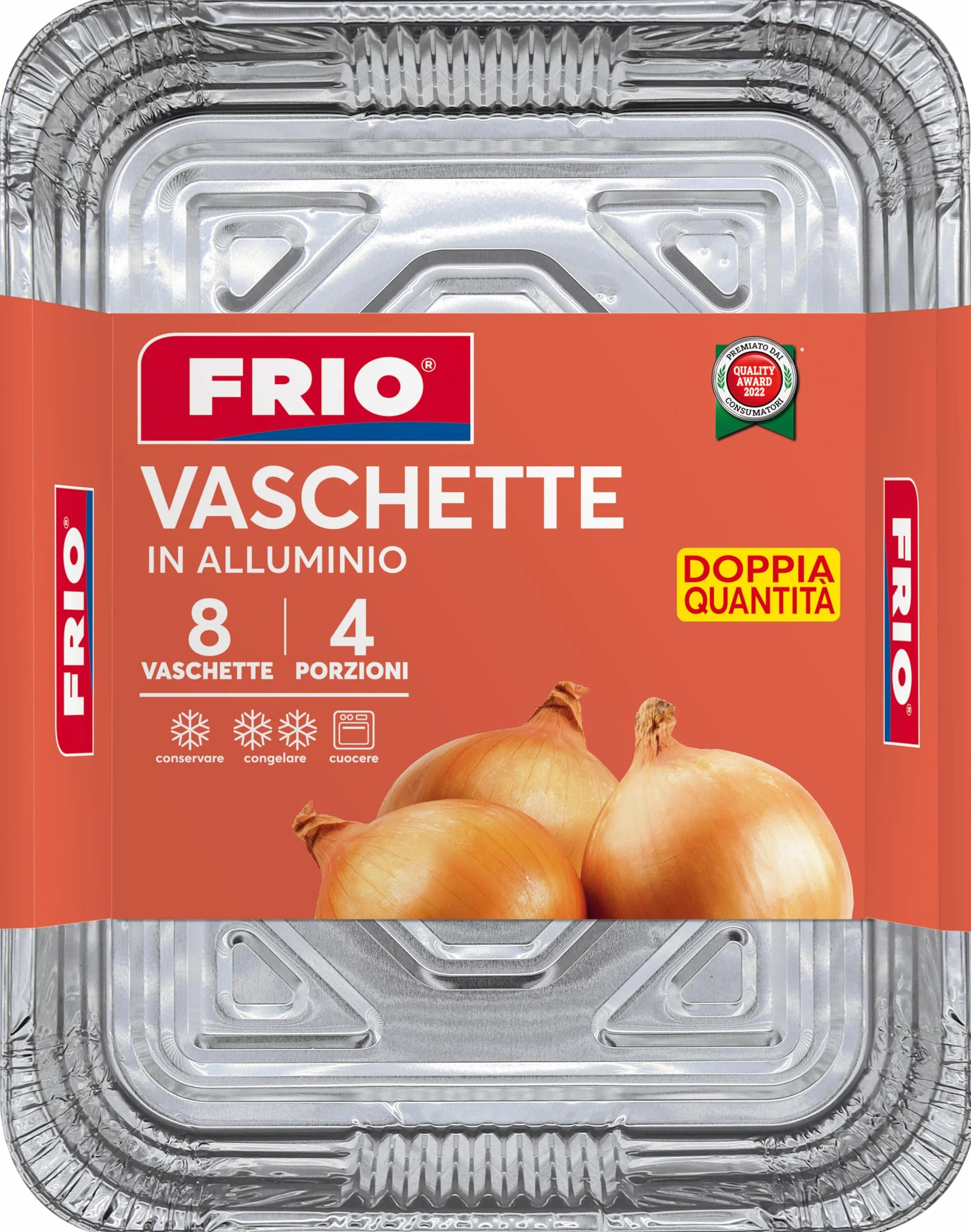 FRIO - 8 prostokątnych tacek aluminiowych na żywność | 4 porcje 17,5x22,5x4 cm | Talerze, pojemniki i naczynia jednorazowe | Piekarnik i zamrażarka | Idealny kemping, piknik i wyprzedaż na wynos