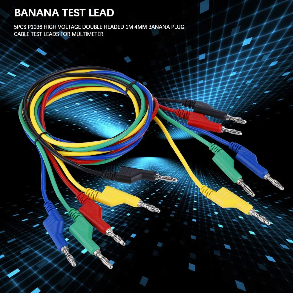5 sztuk 1 m 4 mm wtyk bananowy kabel zasilający przewody pomiarowe wtyczka kablowa podwójna głowica wtyczka bananowa do multimetra