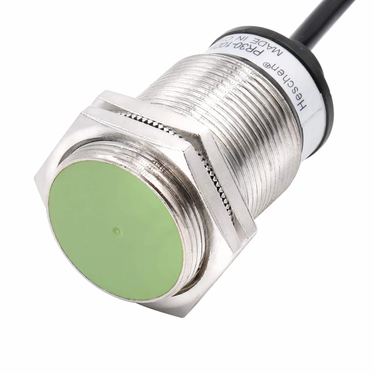 Heschen Indukcyjny czujnik zbliżeniowy PR30-10DN typ cylindryczny, czujnik 10 mm, okrągły M30, 12-24 VDC 3-przewodowy, ekranowany, NPN, NO(normalnie otwarty) CE
