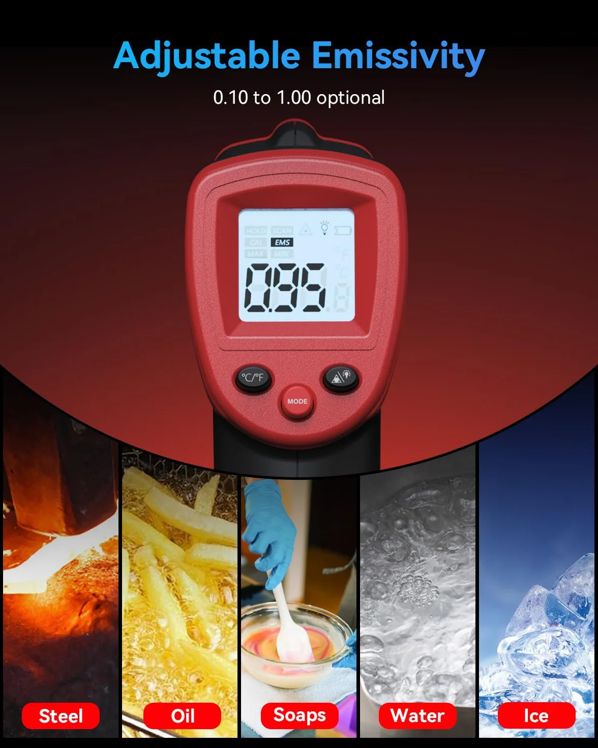 Wintact Termometr na podczerwień -50℃~380℃ laser cyfrowy z samokalibrowaniem