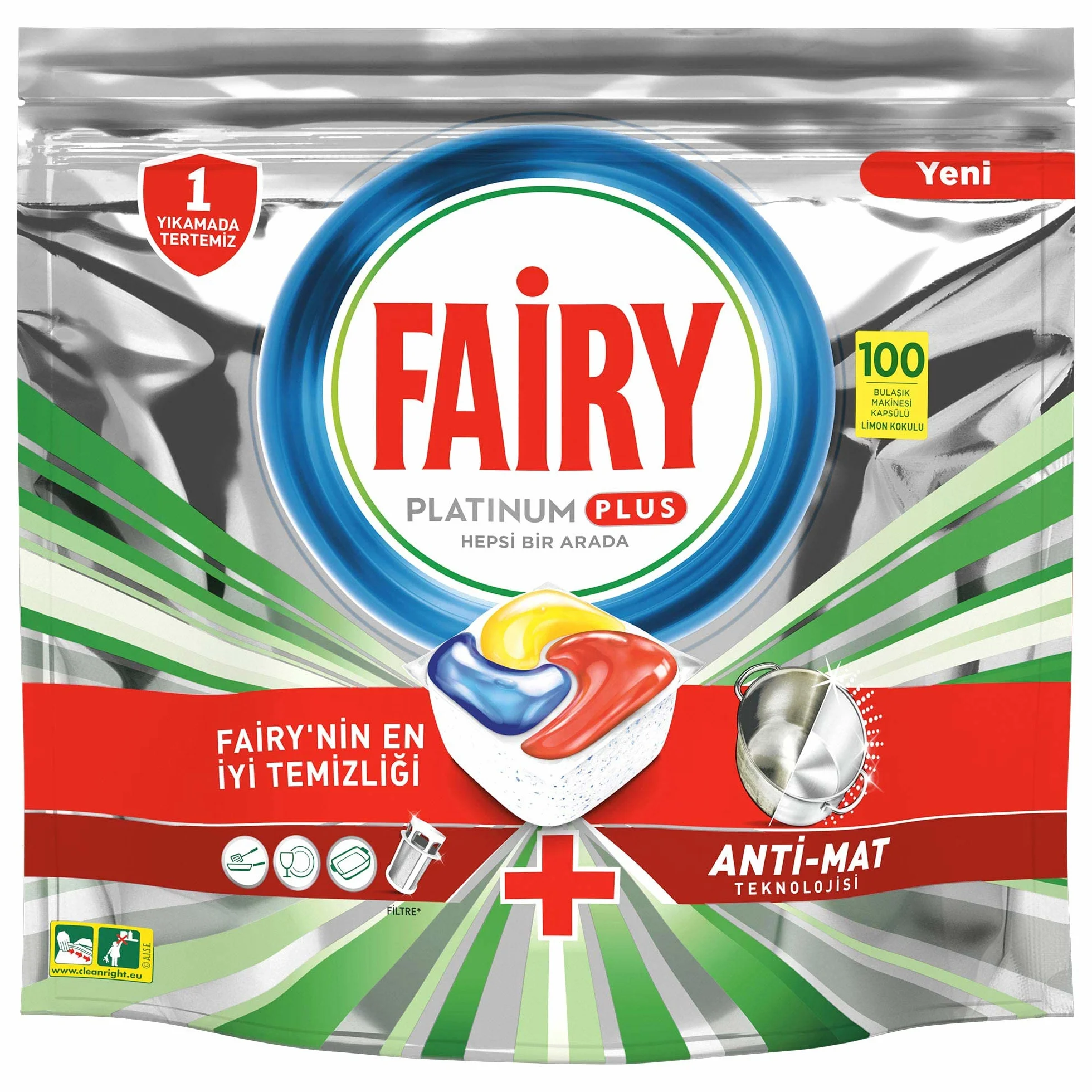 Fairy Platinum Plus All In One kapsułki do zmywarki cytryna 106 sztuk