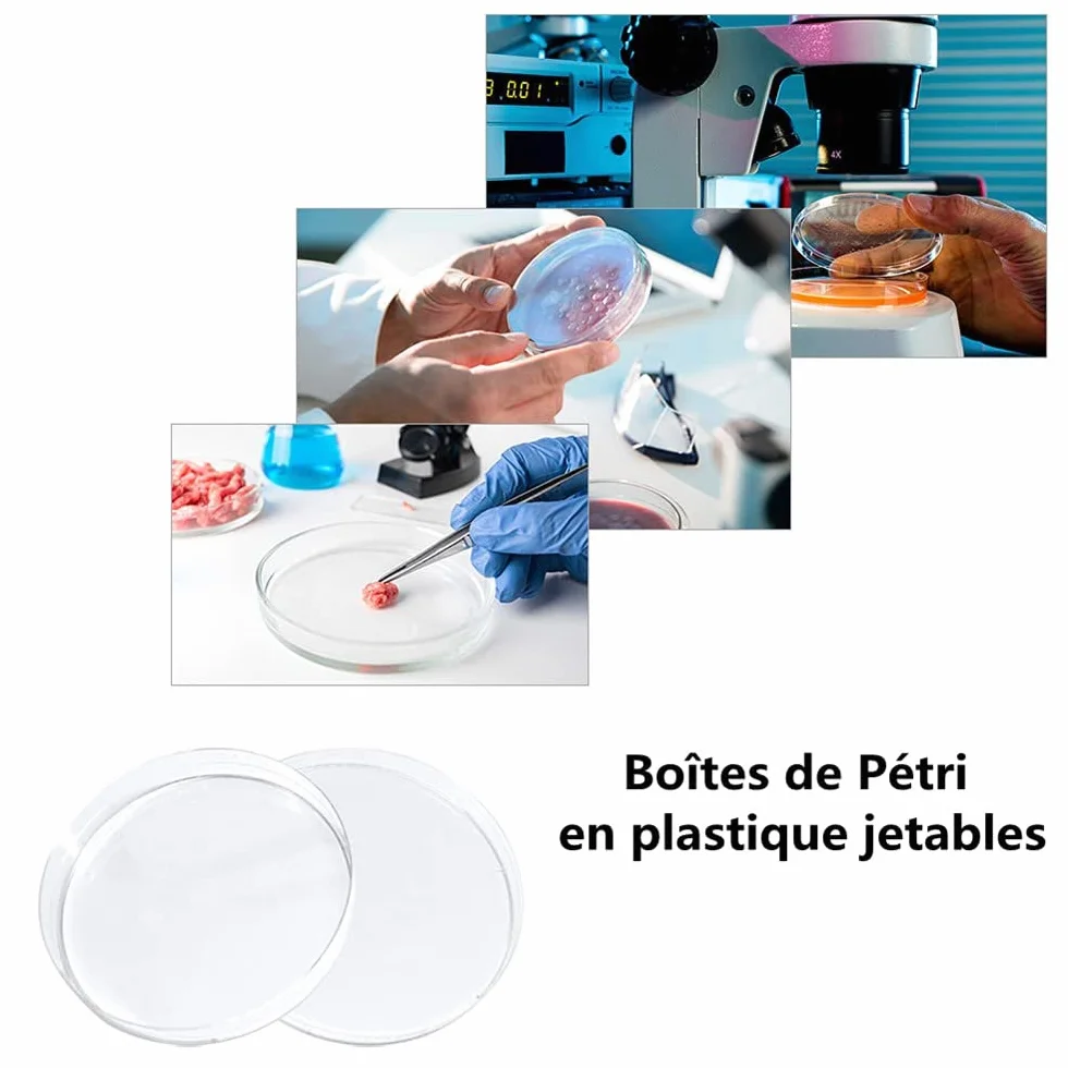 LATRAT 20 szt. Petri Dishes, sterylne plastikowe szalki Petriego, Petri steriles w/pokrywki do laboratorium hodowli komórek tkankowych, 90 mm