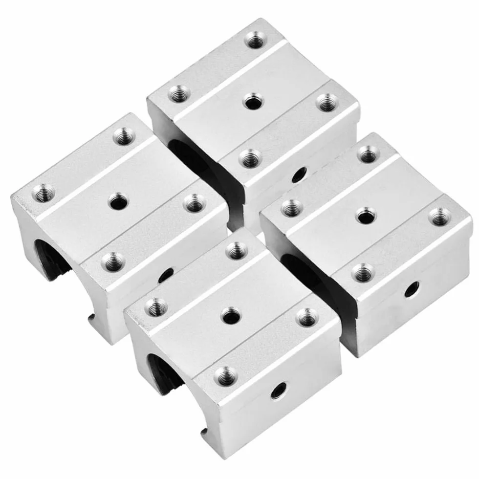 Suwak liniowy do łożysk, przesuwny blok, 4 sztuki, SBR16UU 16 mm, aluminiowy, otwarty liniowy, do CNC, itp., wysoka twardość i niski poziom hałasu, 4,5 x 4,5 x 2 cm