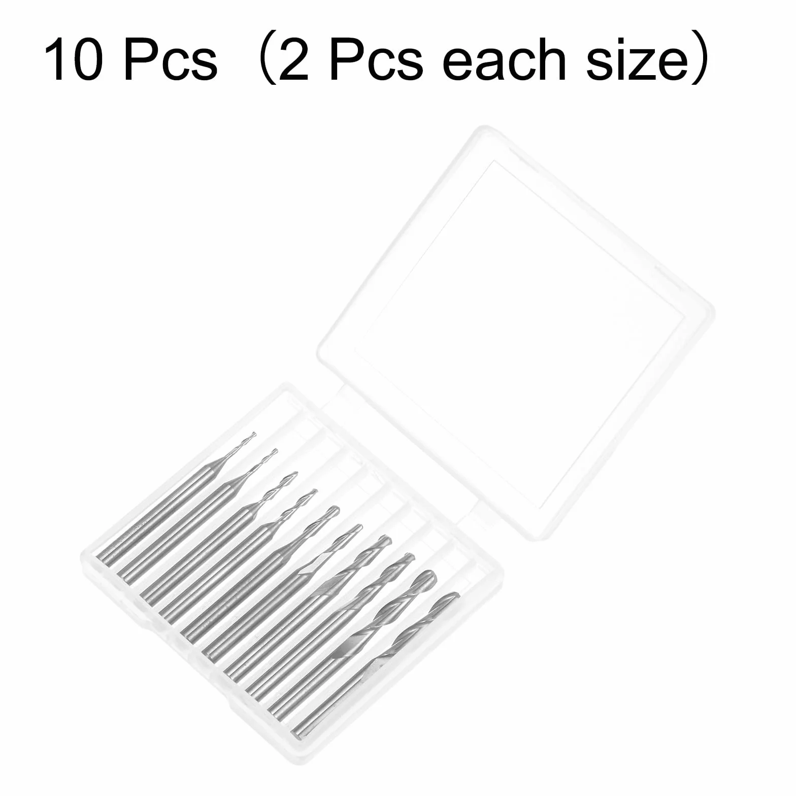 QUARKZMAN 10 szt. Frezy z łbem kulowym CNC Router 1/8" Chwyt 1,0-3,175 mm spiralne rosnące cięcie 2 rowki narzędzia frezarskie frez twardy metal integralny do PCB akryl plastik