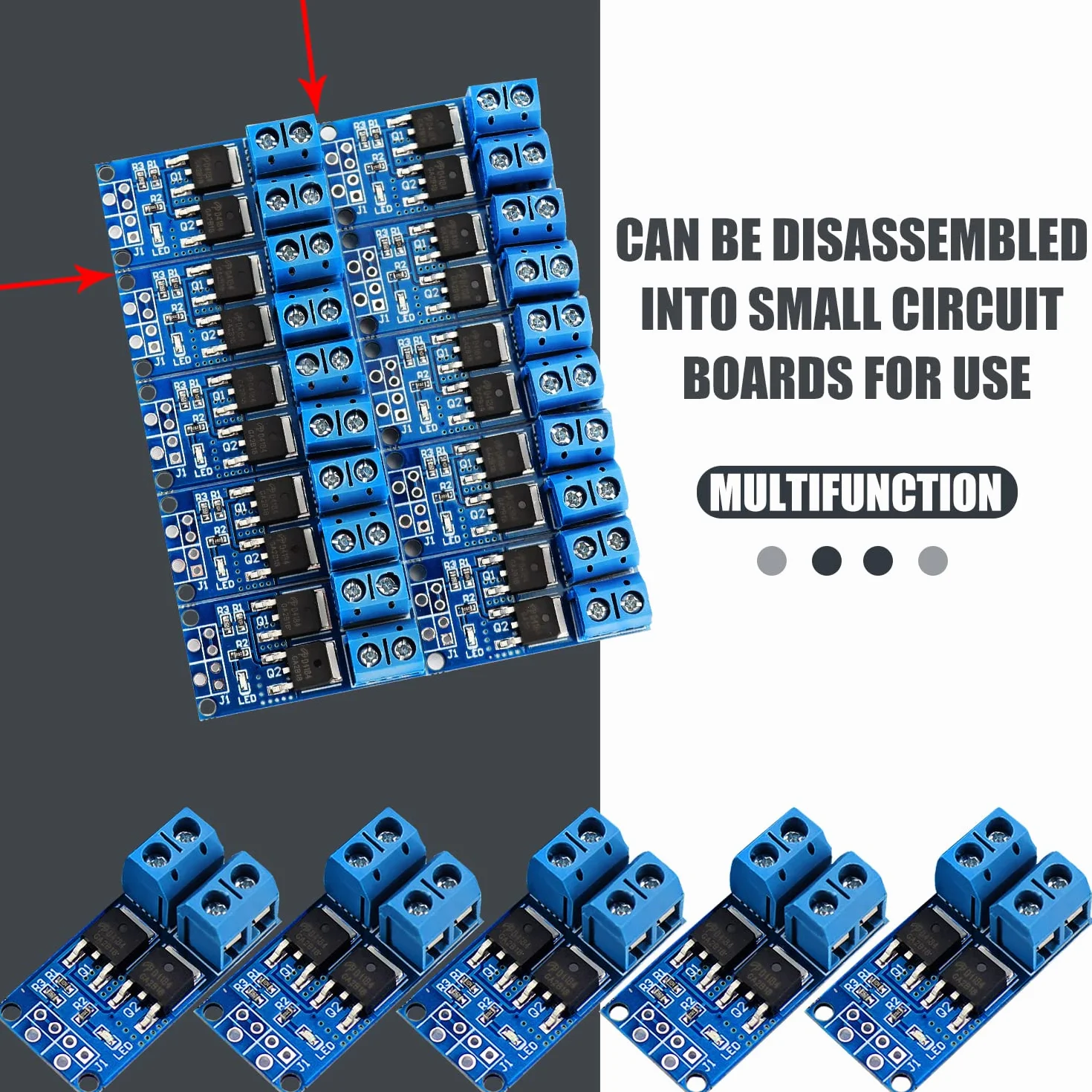 CHRI MOSFET moduł sterownika 5 V-36 V, 15 A (maks. 30 A), 400 W, podwójny moduł sterujący, regulacja PWM, elektroniczny przełącznik do Arduino (10 sztuk)