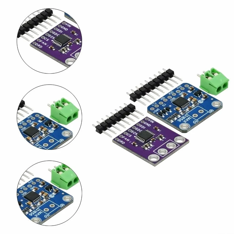 MAX31856 Moduł termopary z 19-bitową automatyczną korekcją liniową ADC, obsługa wielu typów, solidna ochrona wejściowa ± 45 V, redukcja szumów, kompaktowa płytka drukowana do monitoringu przemysłowego