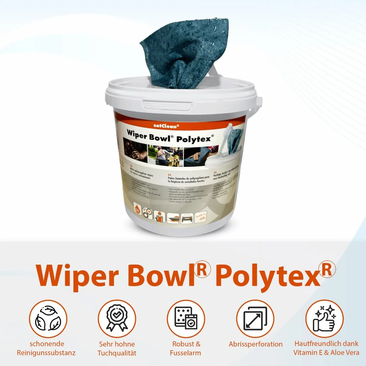 ZVG zetClean 50130-001 Wiper Bowl Polytex ściereczki do czyszczenia, niebieskie, 25 x 25 cm (72 sztuki)