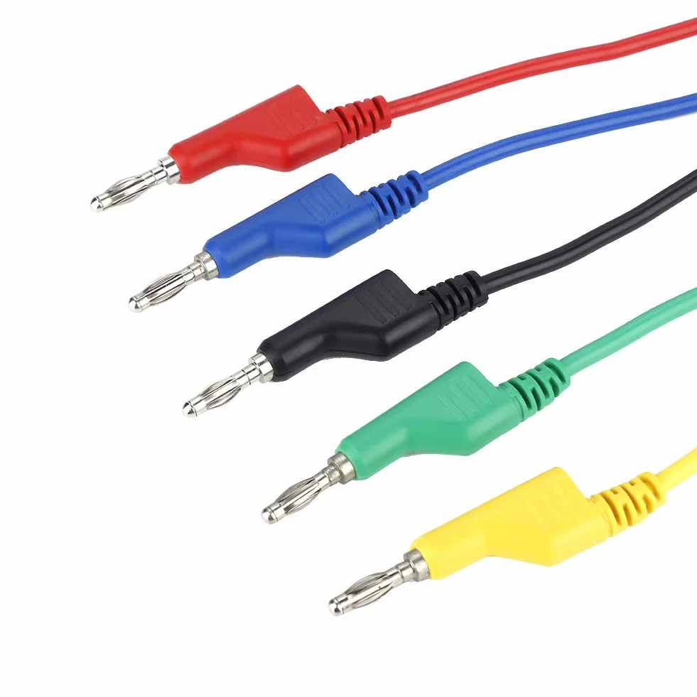 5 sztuk 1 m 4 mm wtyk bananowy kabel zasilający przewody pomiarowe wtyczka kablowa podwójna głowica wtyczka bananowa do multimetra