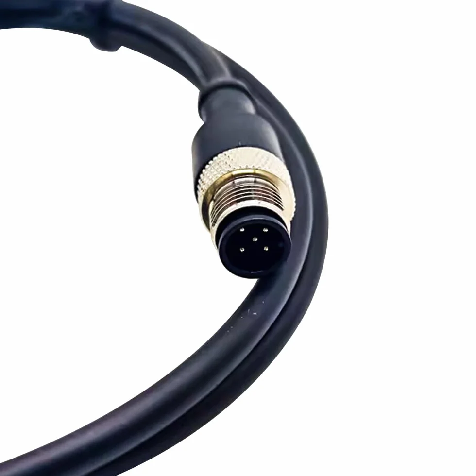 M12 5-biegunowy kabel wtykowy z podwójnym końcem, 12 mm wtyczka A-Code Aviation, okrągły łącznik wtykowy, IP67, wodoszczelna przemysłowa wtyczka okrągła, wtyczka do gniazda, prosta (1 m)