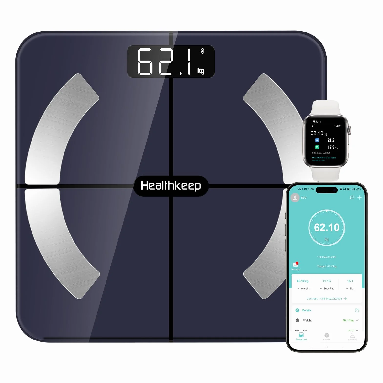 Healthkeep FG263LB Waga Czarny 13 Funkcji