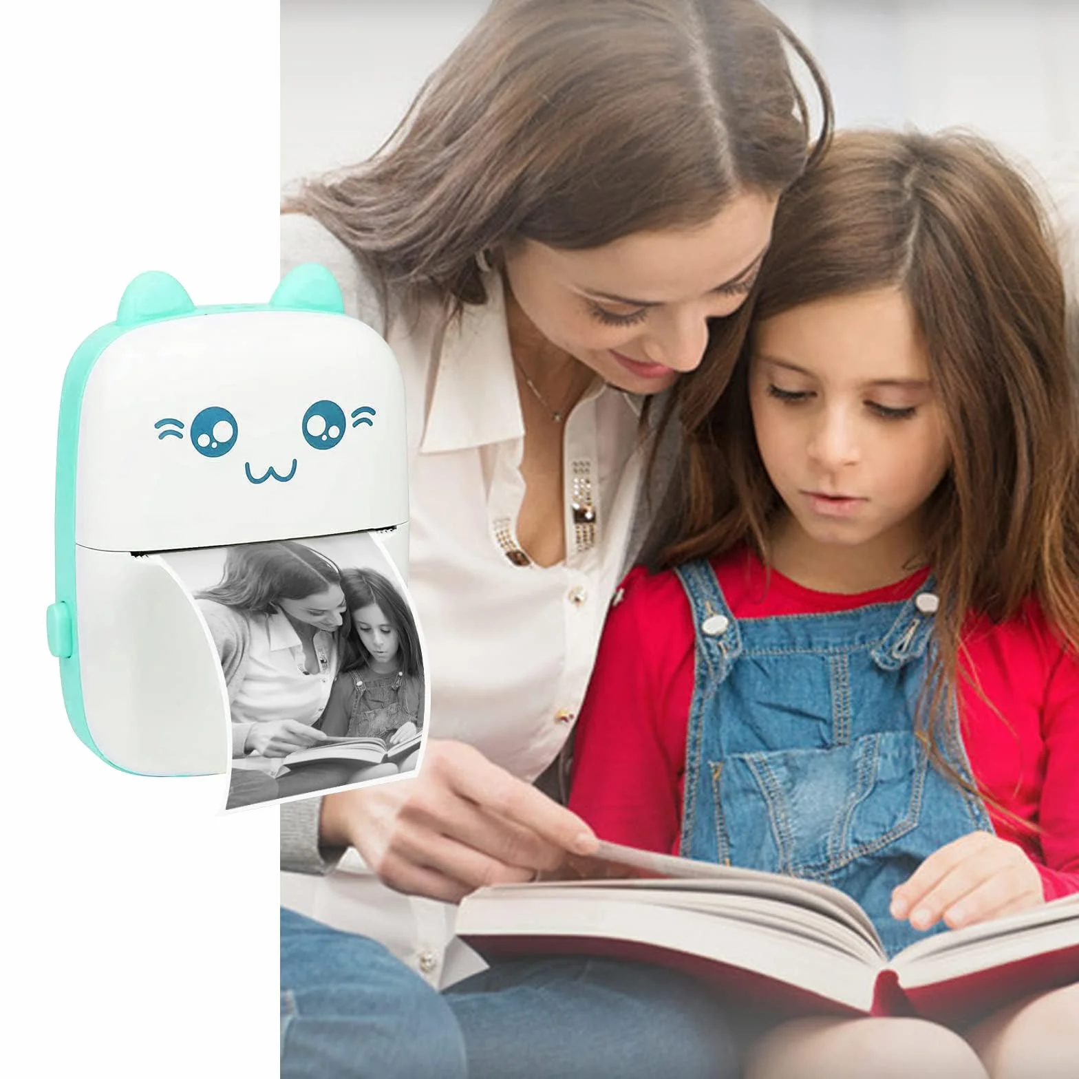 WANGCL Termiczna drukarka etykiet z ładowaniem USB, przenośna, bezprzewodowa drukarka fotograficzna Bluetooth, kompatybilna z systemem Android lub iOS, z 1 rolką papieru termicznego (niebieska)