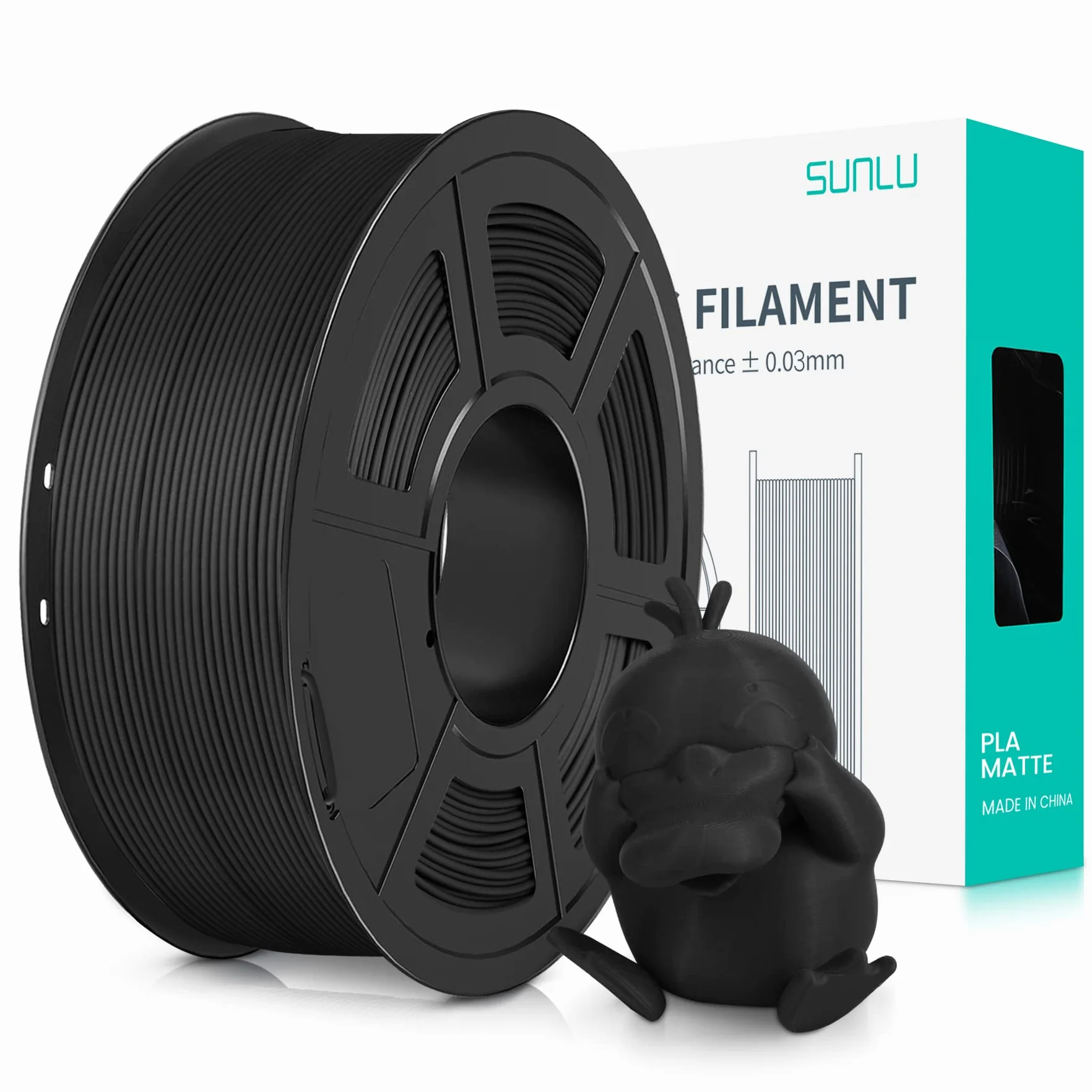 SUNLU Matowy filament PLA 1,75 mm czarny 1 kg do drukarki 3D FDM