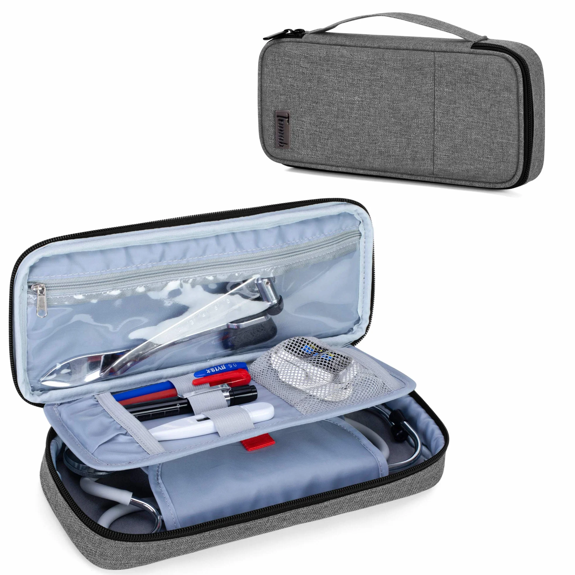 Trunab Torba stetoskopowa Szary z kieszenią wewnętrzną kompatybilna z 3M Littmann MDF ADC