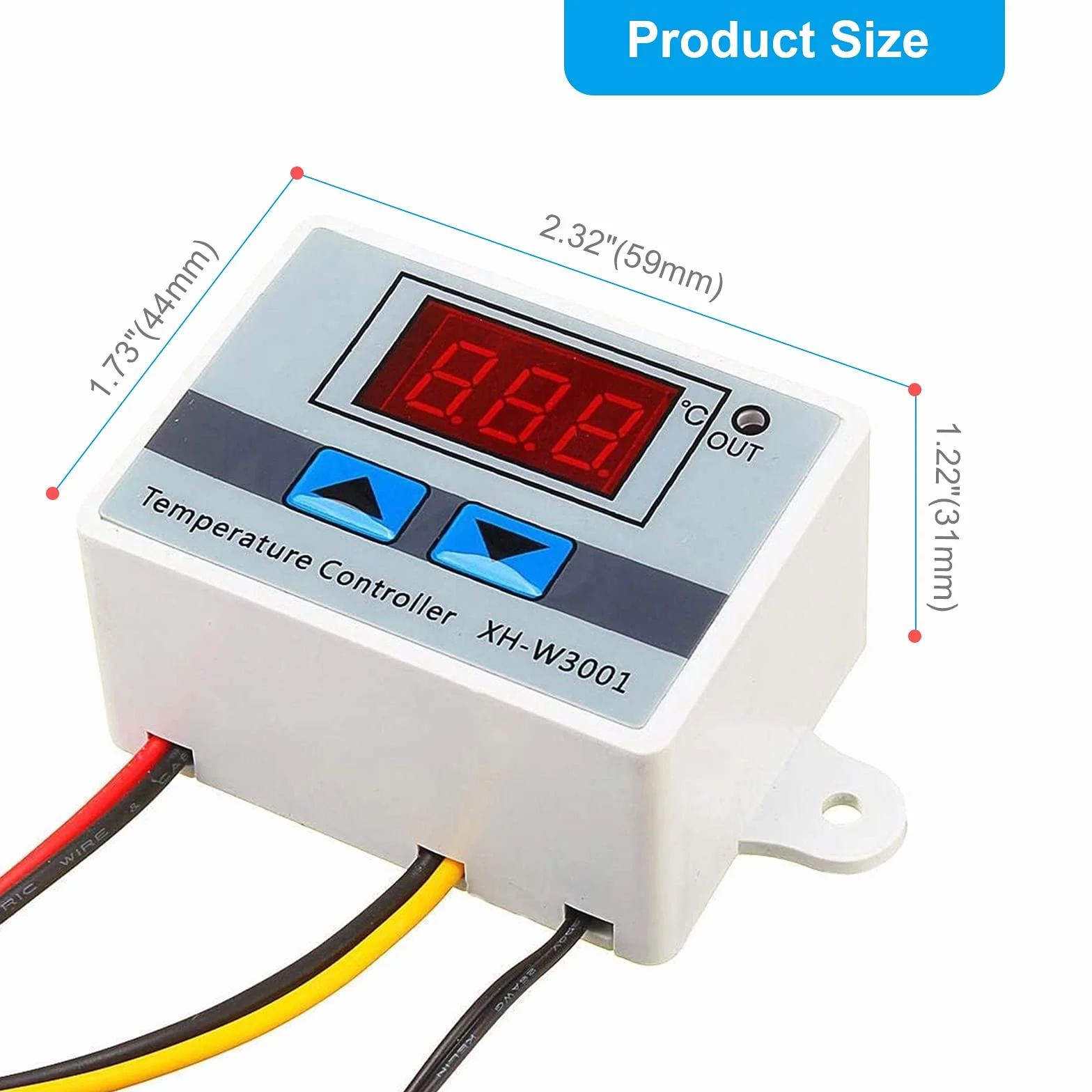 RUIZHI XH-W3001 cyfrowy regulator temperatury z wyświetlaczem LCD, DC 12V 120W termostat z wodoodpornym czujnikiem, mikrokomputerowy termostat