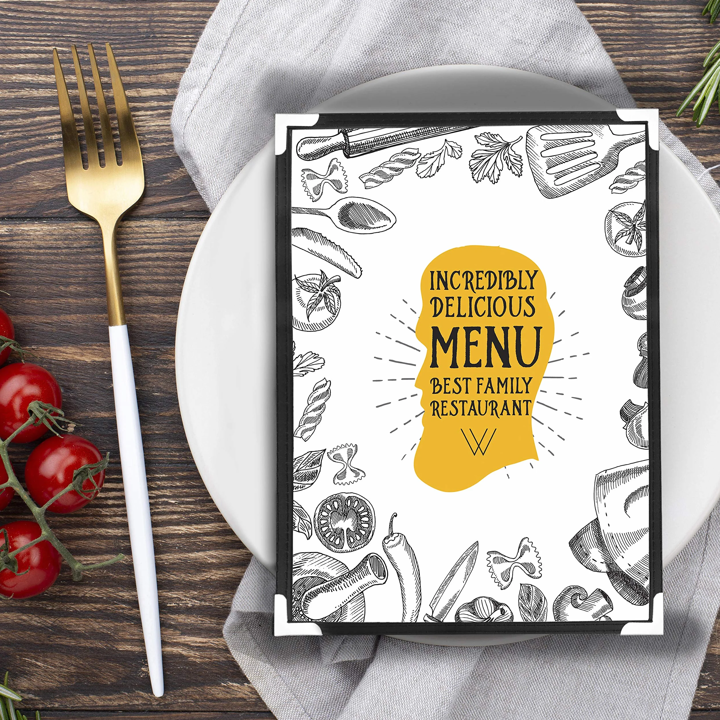 Belle Vous Dwustronne Ramki na Menu A5 (10 Szt.) - Dwustronne Menu w Stylu Amerykańskim - Czarne, Składane Przezroczyste Ramki na Menu z Chronionymi Narożnikami - Restauracja, Bar, Kawiarnia