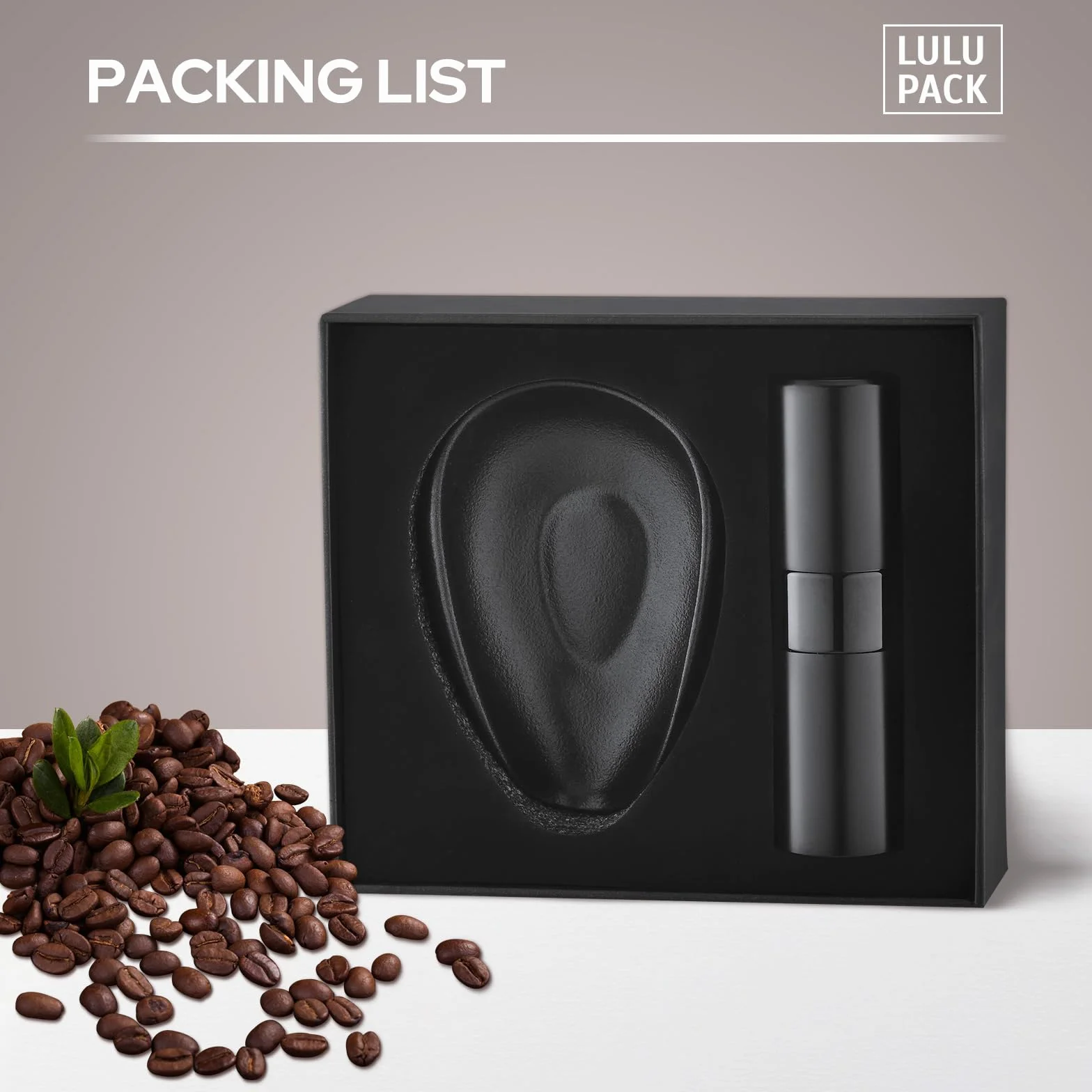 Lulupack Kubek z dozownikiem ziaren kawy z butelką z rozpylaczem 20 ml, kubkiem do kawy i zestawem do spryskiwania ziaren espresso
