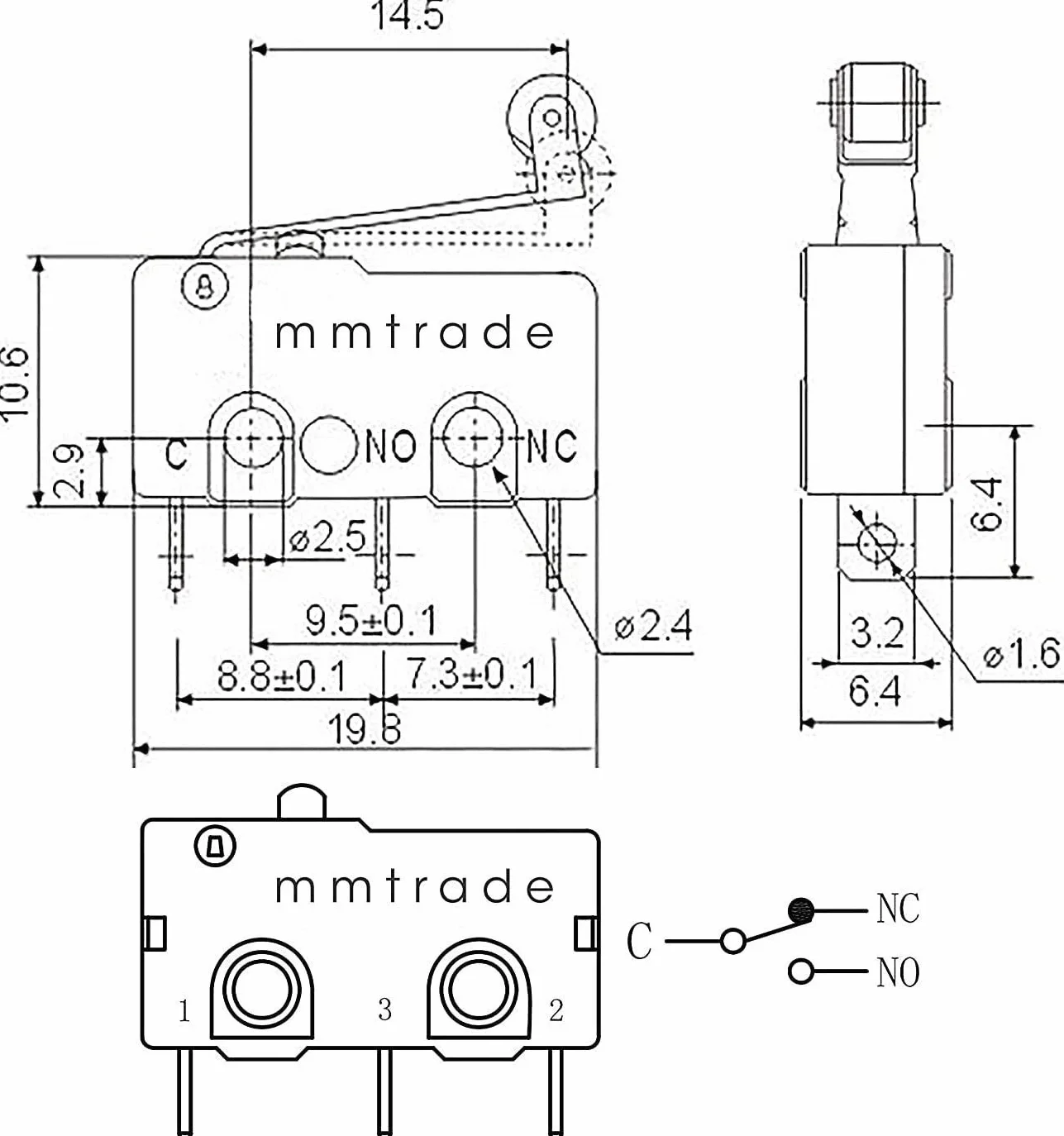 HUAYAO Zestaw 35 mini mikro-cienki czerwony przełącznik, dźwignia rolki AC 250 V 5A SPDT 1NO 1NC mini chwilowe działanie, przełączniki