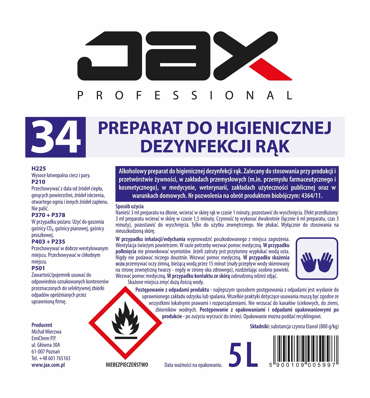 Płyn do higienicznej dezynfekcji rąk 5L - skuteczna dezynfekcja chirurgiczna