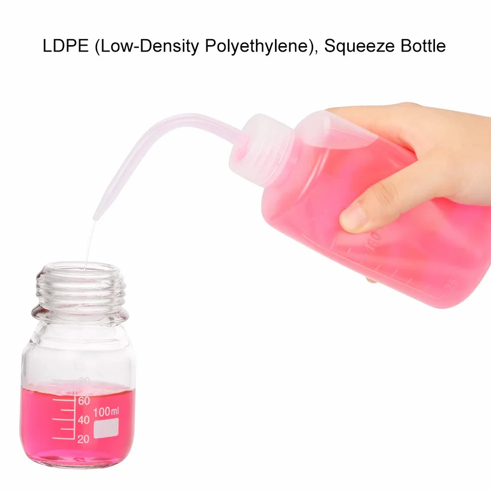 stonylab Chemical Wash Bottle 2-pak plastikowa butelka do mycia laboratorium bezpieczeństwa LDPE z wąskim ustnikiem, 250 ml i 500 ml (481.9 g)