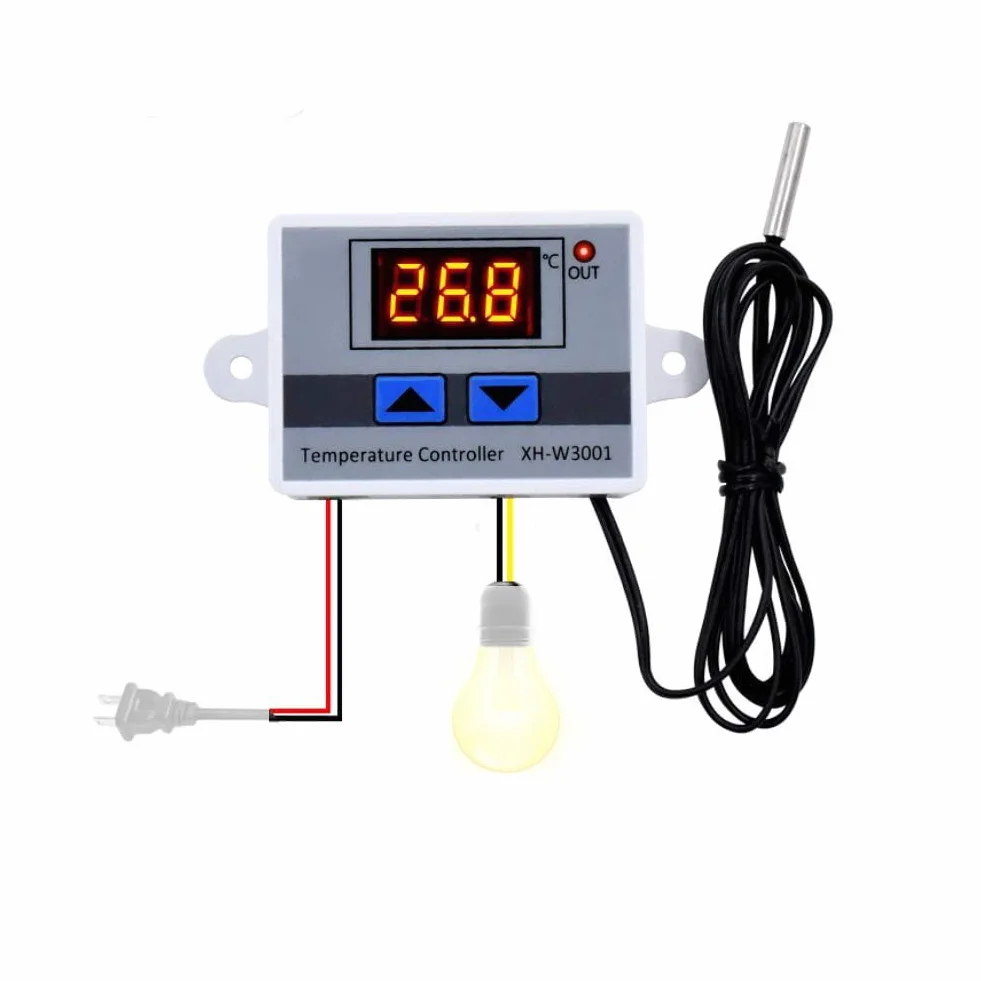 zalati Cyfrowy moduł regulatora temperatury LED XH-W3001 elektroniczny przełącznik termostatu z wodoodporną sondą programowalne chłodzenie grzewcze, 12 V 120 W