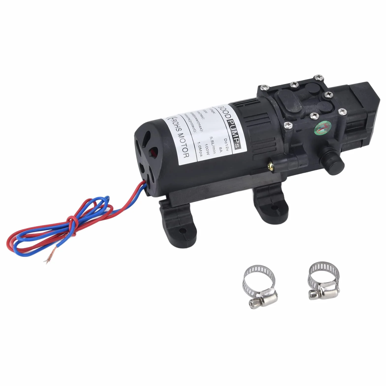 Pompa ciśnieniowa DC 12 V, samozasysająca pompa wodna 70 W 8 l/min membranowa ciśnieniowa mikroprzeponowa wysokociśnieniowa przełącznikiem ciśnieniowym kamperów łodzi zraszaczy ogrodowych