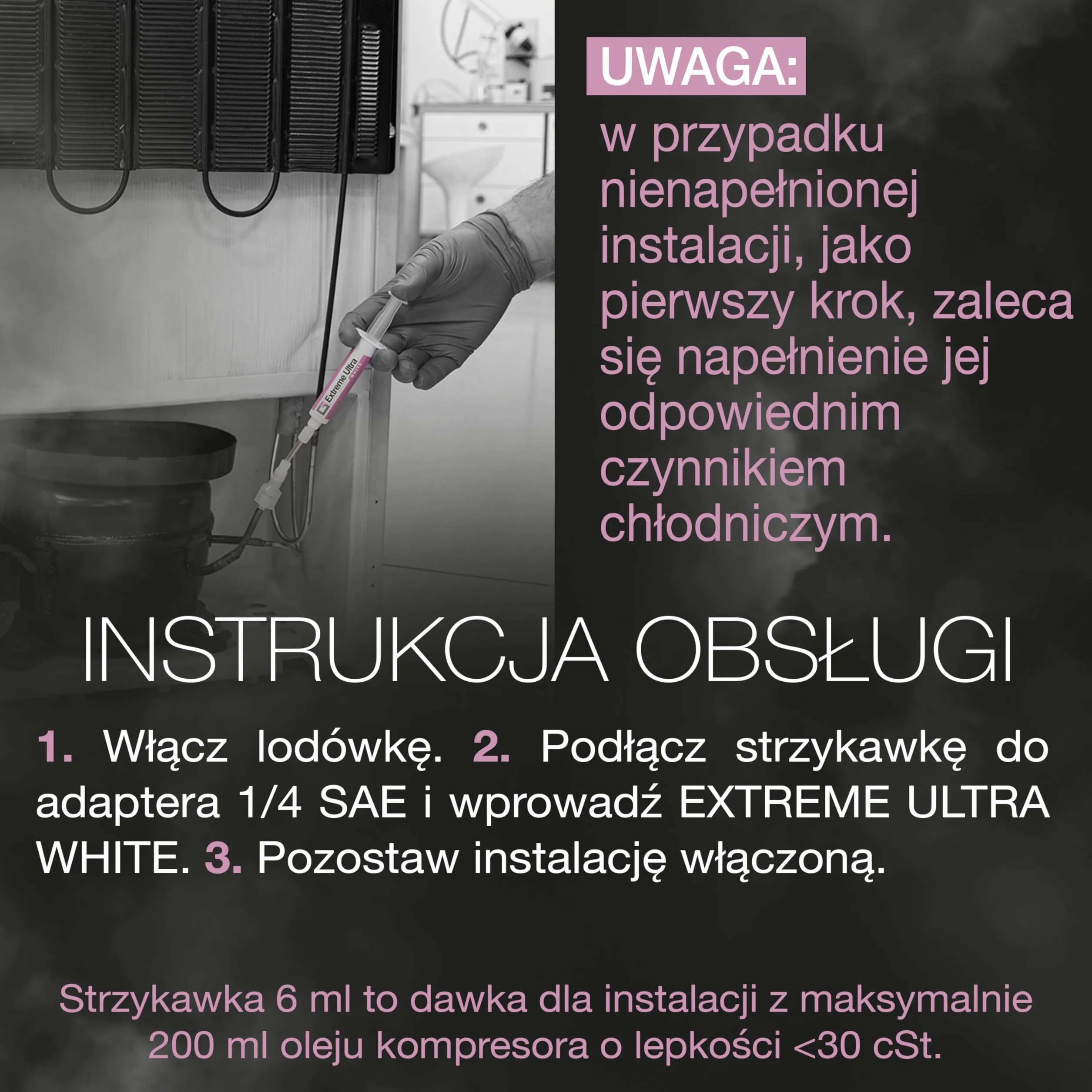 Errecom Extreme Ultra White, Uszczelniacz do Lodówek ze sprężarką hermetyczną i czynnikami R600 - R290 – R134a, strzykawka o pojemności 6 mL, w zestawie brak adapterów
