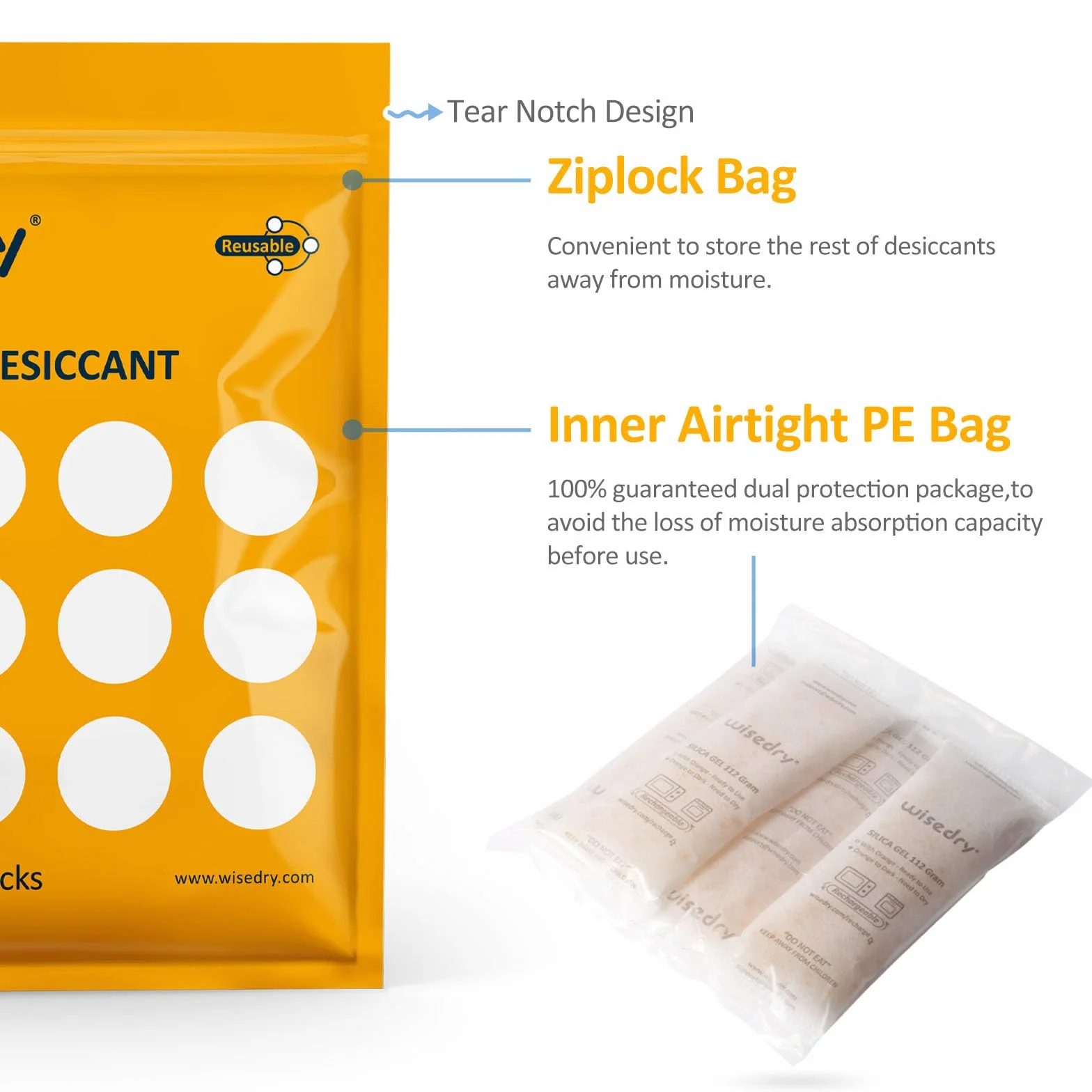 Wisedry 112g Kieselgel Desiccant Packs [4 Packungen] mit Orange Anzeige Perlen für 3D Drucker