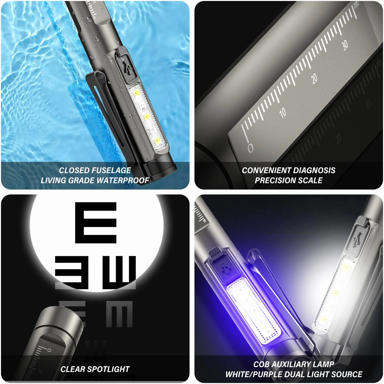 Medyczne pióro LED, lampa diagnostyczna, penlight medyczny, lampka diagnostyczna, długopis wielokrotnego użytku, z kubkiem dla pielęgniarek lekarzy z klipsem do kieszeni