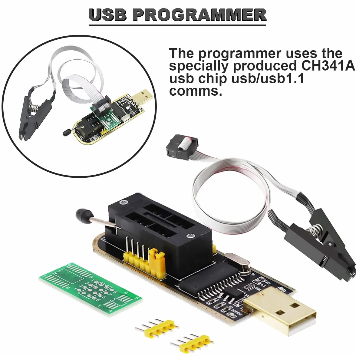 Programator USB CH341A SOP8 SOIC8 klips testowy 1,8 V płytka adaptera SOP8 150 mil 200 mil SOP16 300 mil 24 25 seria chipy programowania zestaw testowy zestaw 9-częściowy