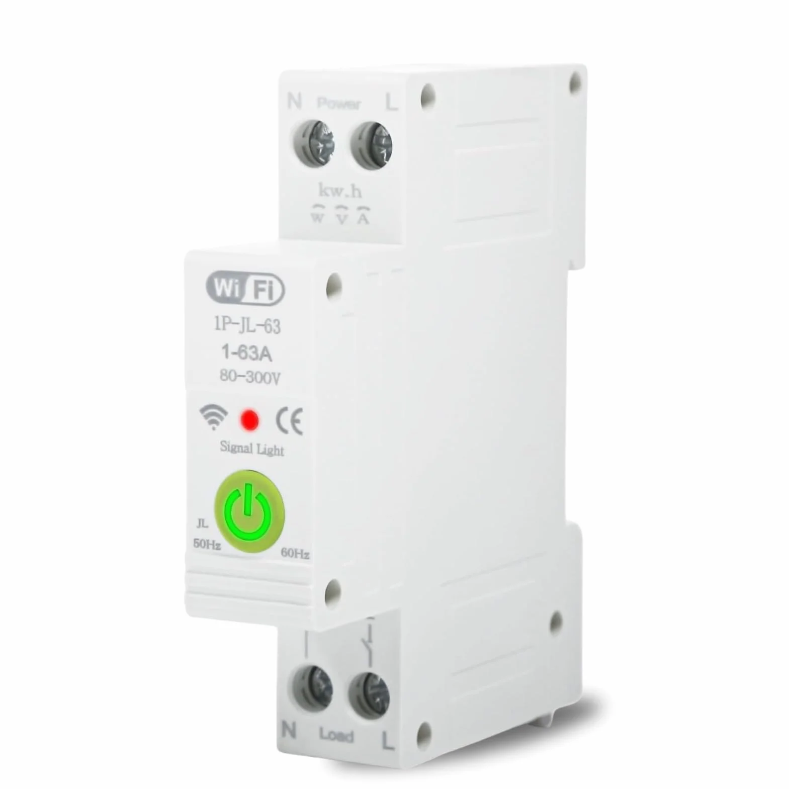 DEWIN Tuya Smart, 1P 63 A 230 VAC przełącznik WiFi inteligentny przełącznik WiFi przekaźnik na szynie DIN zdalne sterowanie za pomocą aplikacji Tuya (1P-JL)