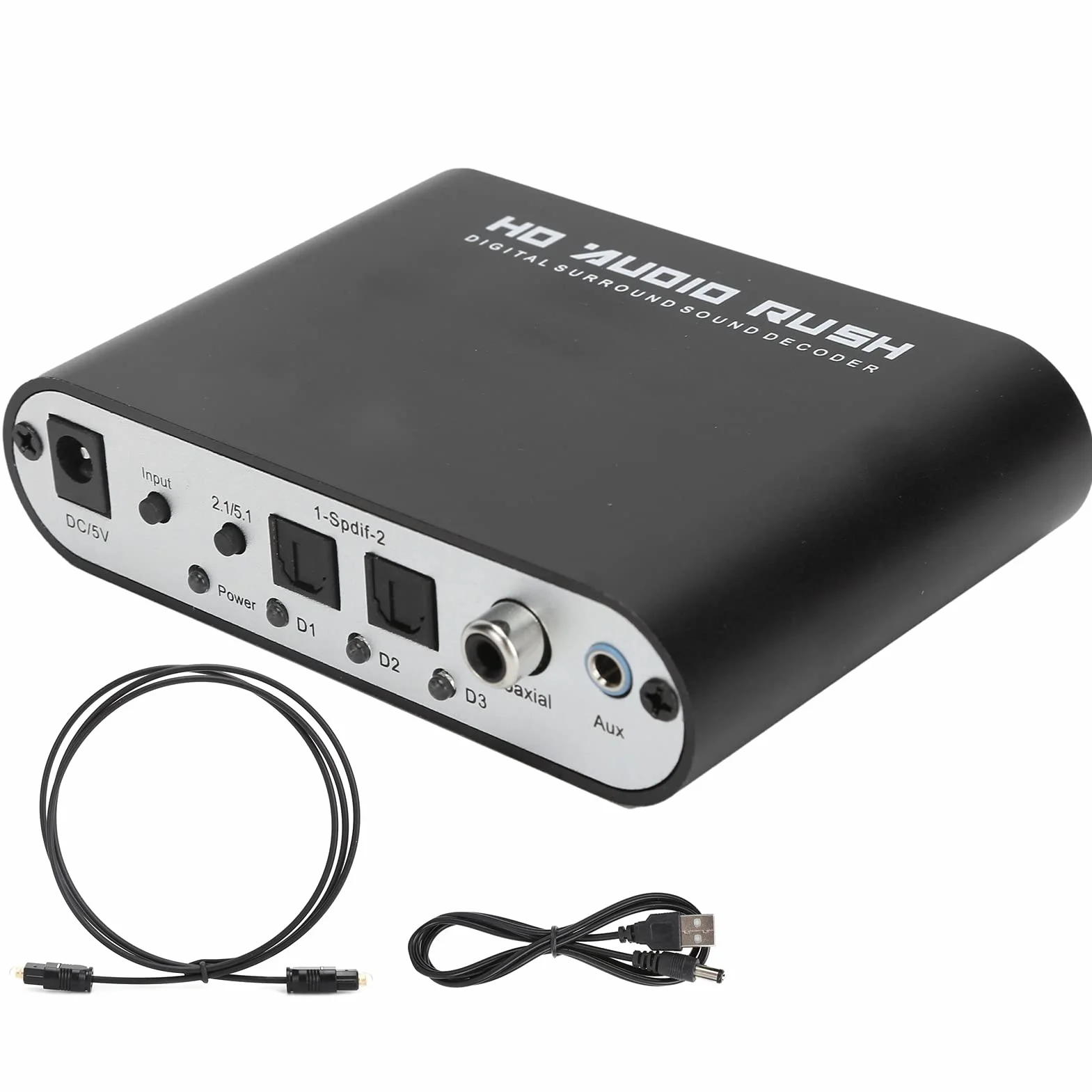Dekoder 5.1-kanałowy S AC-3, Cyfrowy Dekoder światłowodowy/Koncentryczny na głowicę analogową, Dekoder światłowodowy USB IcalKonwerter 5.1CH S Dekoder AC3 Cyfrowy Koncentryczny