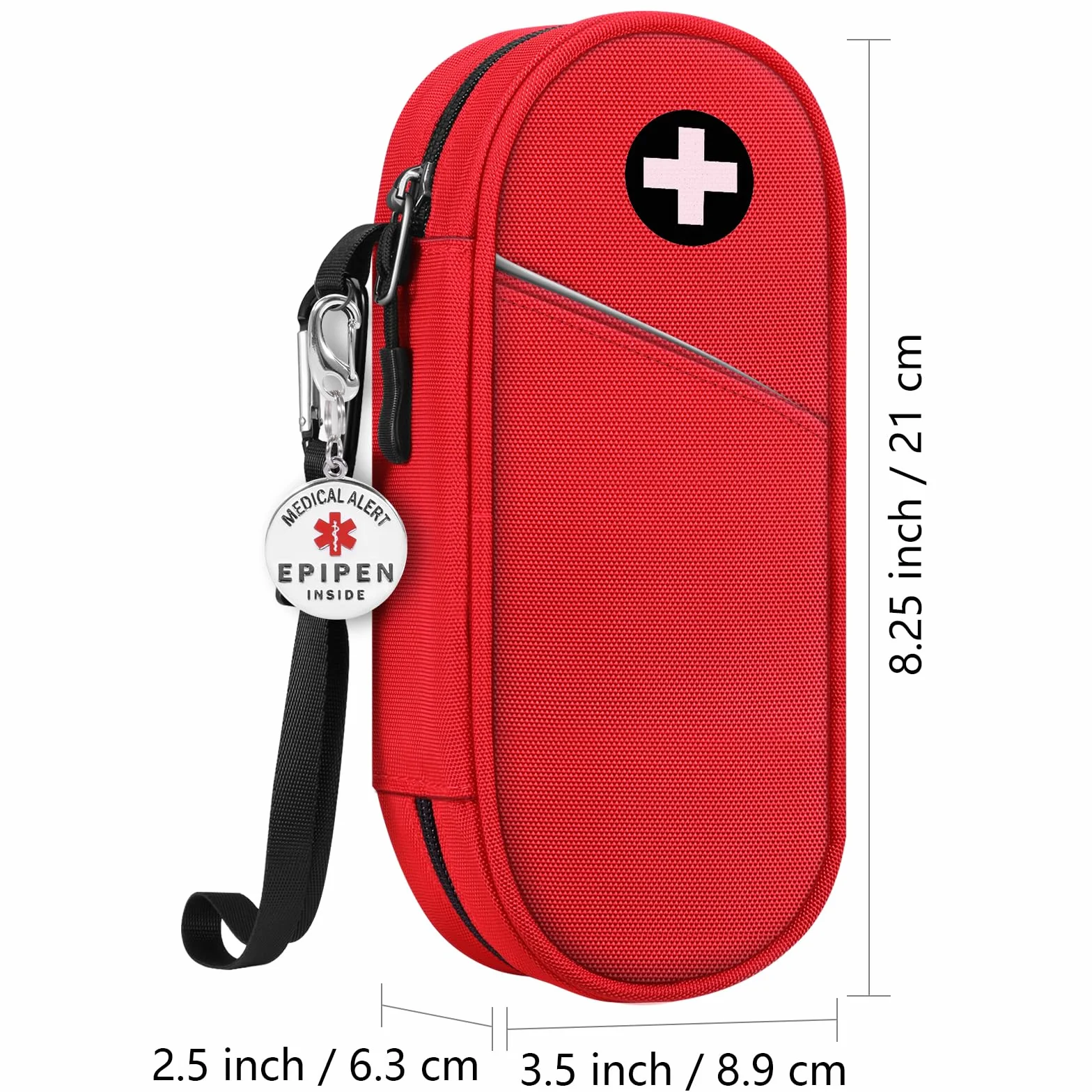 SITHON EpiPen medyczna torba do noszenia z etykietą wiszącą Epipen Inside, przenośna torba ratunkowa, izolowana torba na leki, organizer na 2 EpiPens, torba na Medicine Essentials, czerwony, S