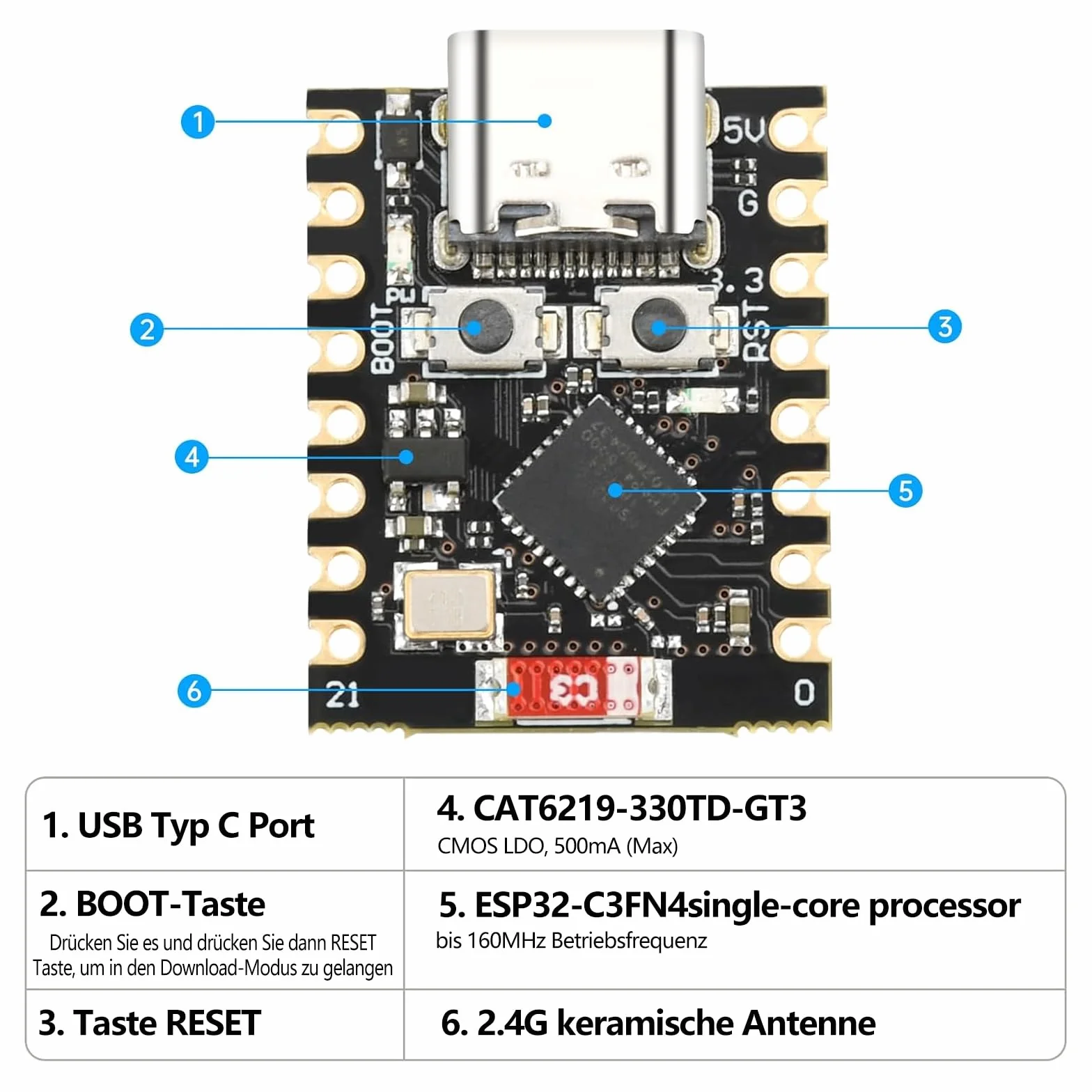 2 szt. ESP32 ESP32-C3 płytka rozwojowa ESP32 C3 obsługuje WiFi Bluetooth kompatybilna z Arduino 4 MB pamięci flash