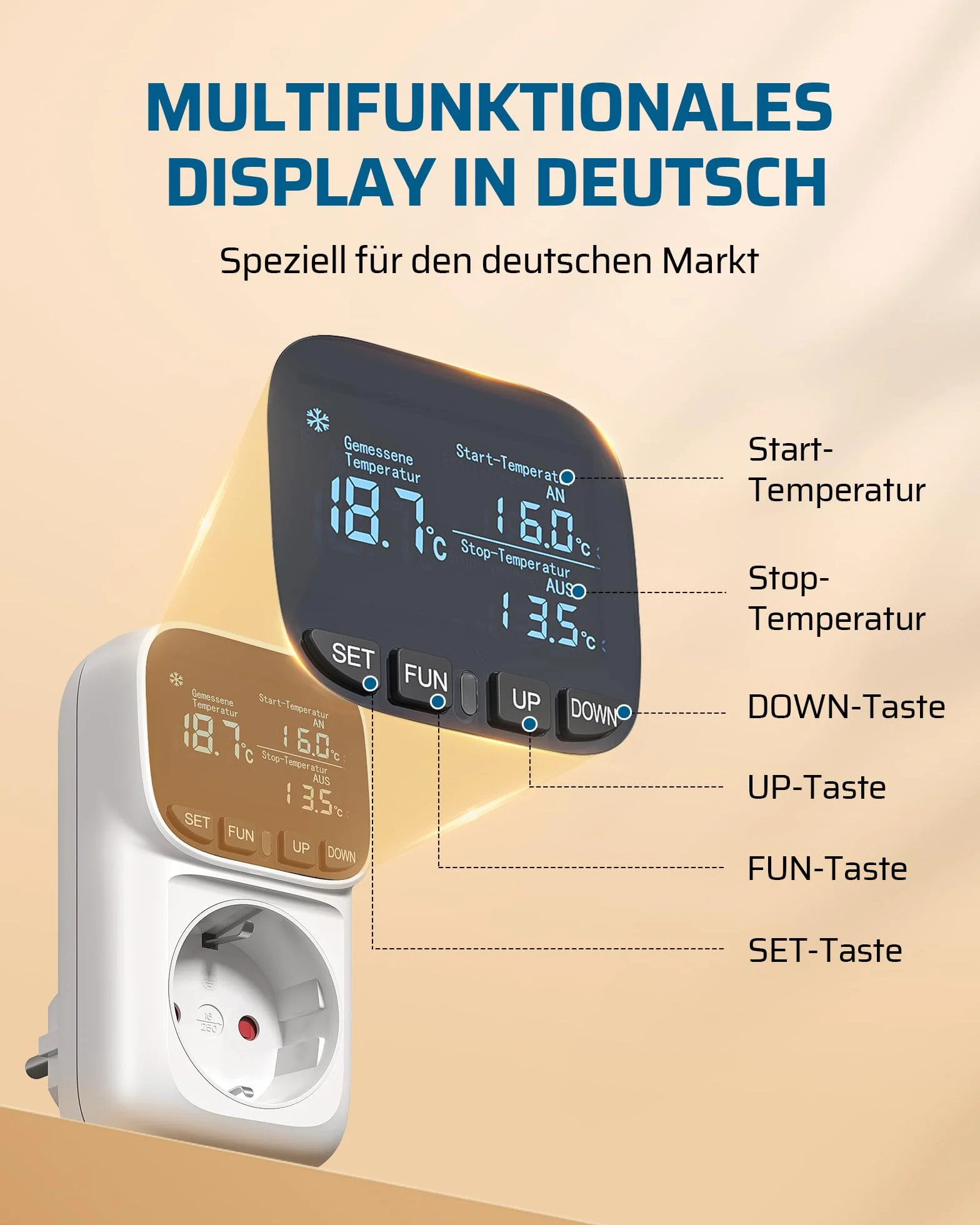DEWENWILS Regulator temperatury 230 V cyfrowy termostat z czujnikiem do szklarni