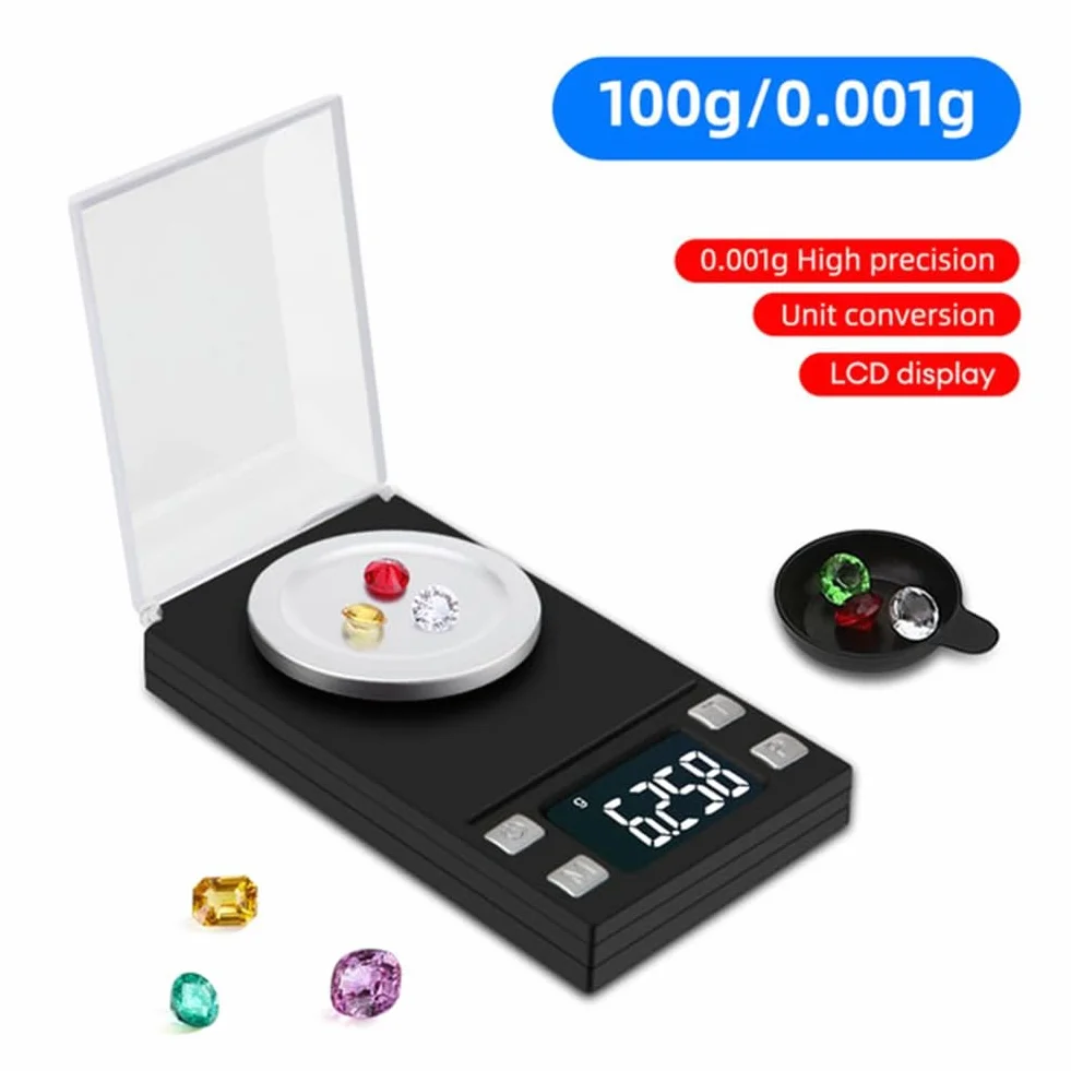 Mini waga cyfrowa wysoka dokładność 0,001 skala kieszonkowa biżuteria złoto gramy waga balansowa do laboratorium ziół leczniczych 100 g