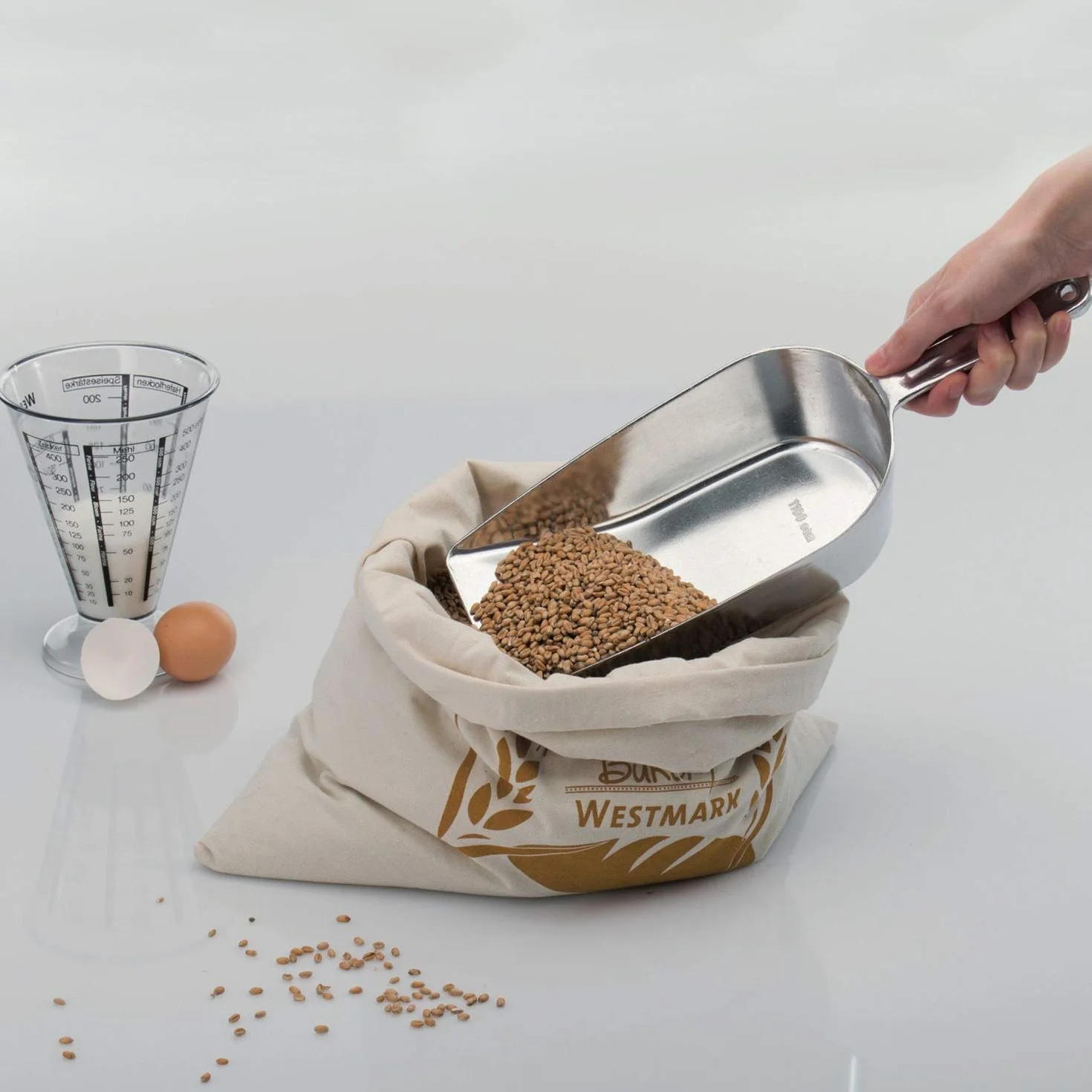 Westmark Łyżka do pieczenia/ważenia/napełniania, pojemność: 1100 ml (ok. 1000 g mąki), aluminium, Hygia, srebro, 91812291